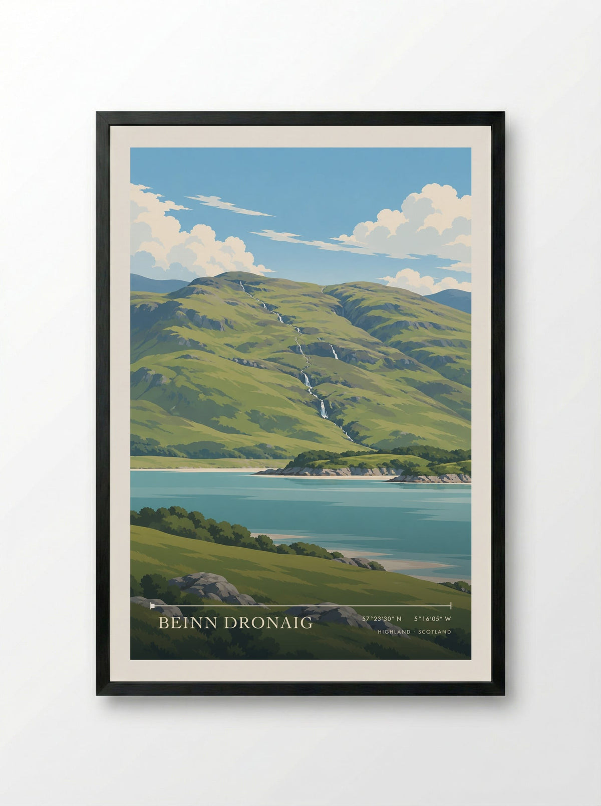 Beinn Dronaig, Highland | Travel Poster - Framed Print Black