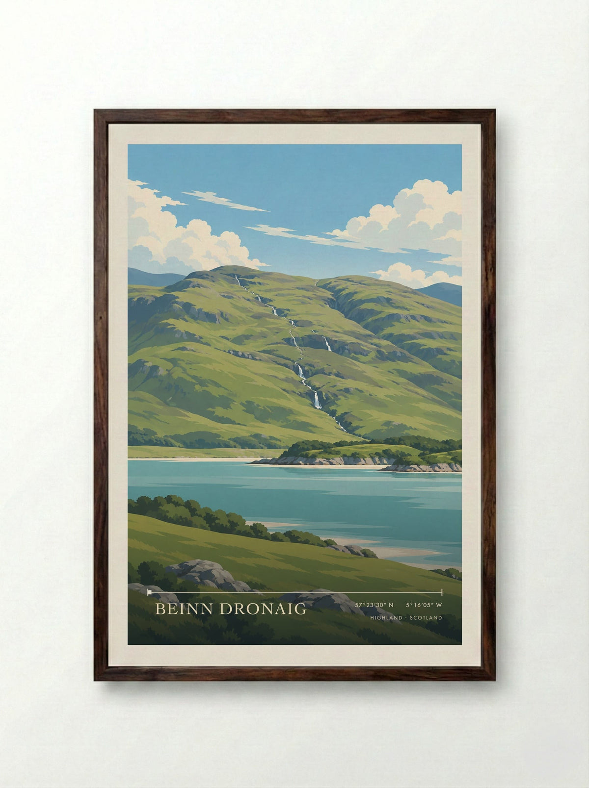Beinn Dronaig, Highland | Travel Poster - Framed Print Dark Wood
