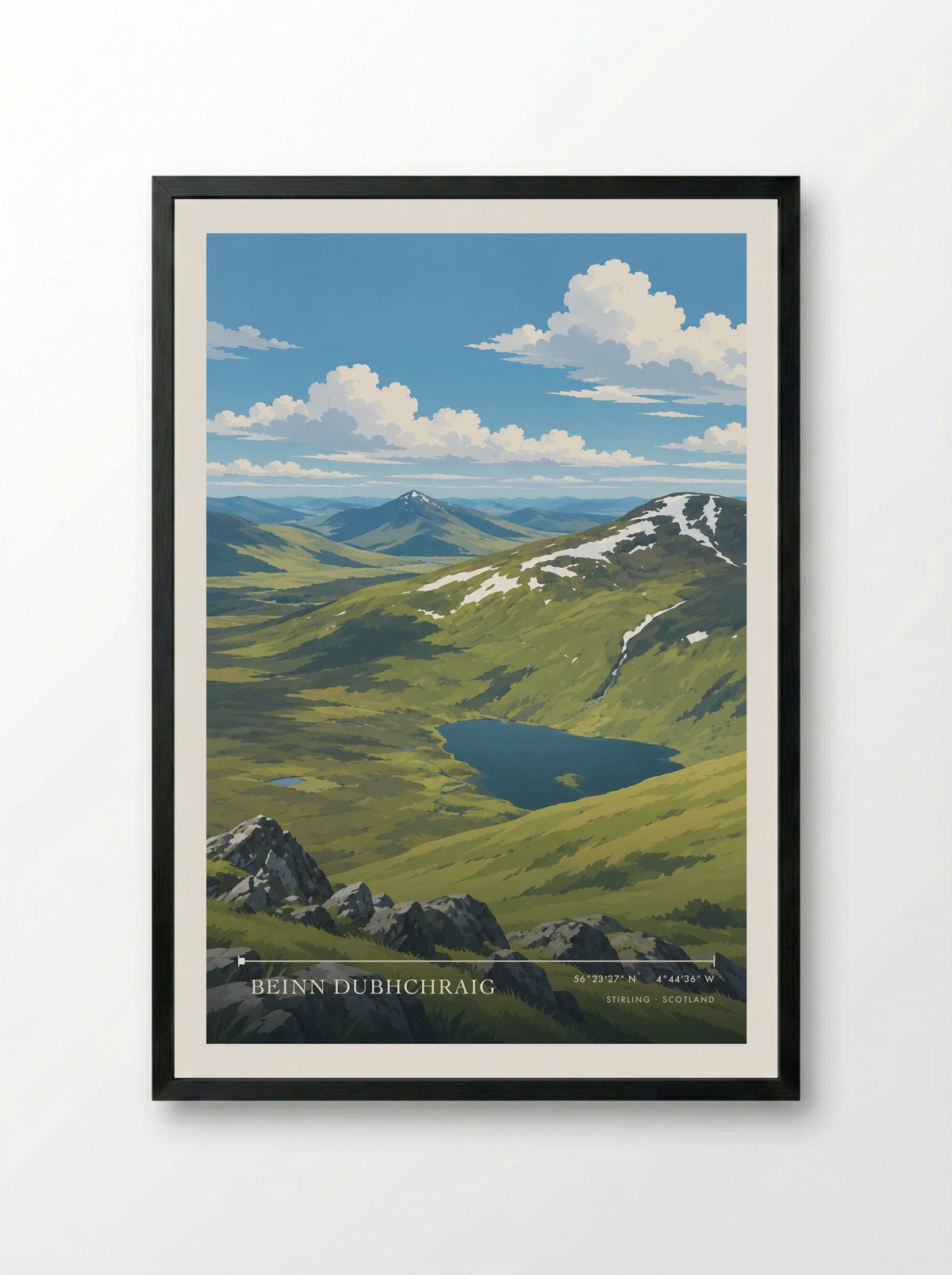 Beinn Dubhchraig, Stirling | Travel Poster - Framed Print Black