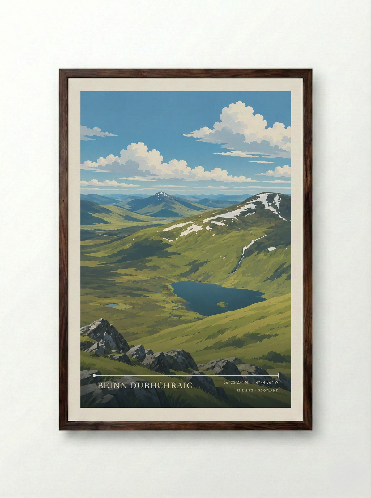 Beinn Dubhchraig, Stirling | Travel Poster - Framed Print Dark Wood