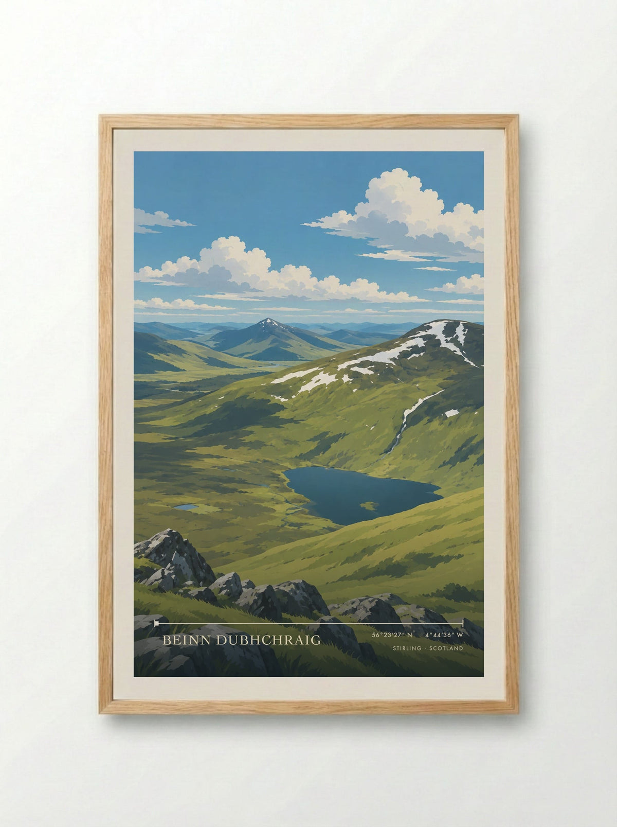 Beinn Dubhchraig, Stirling | Travel Poster - Framed Print Wood