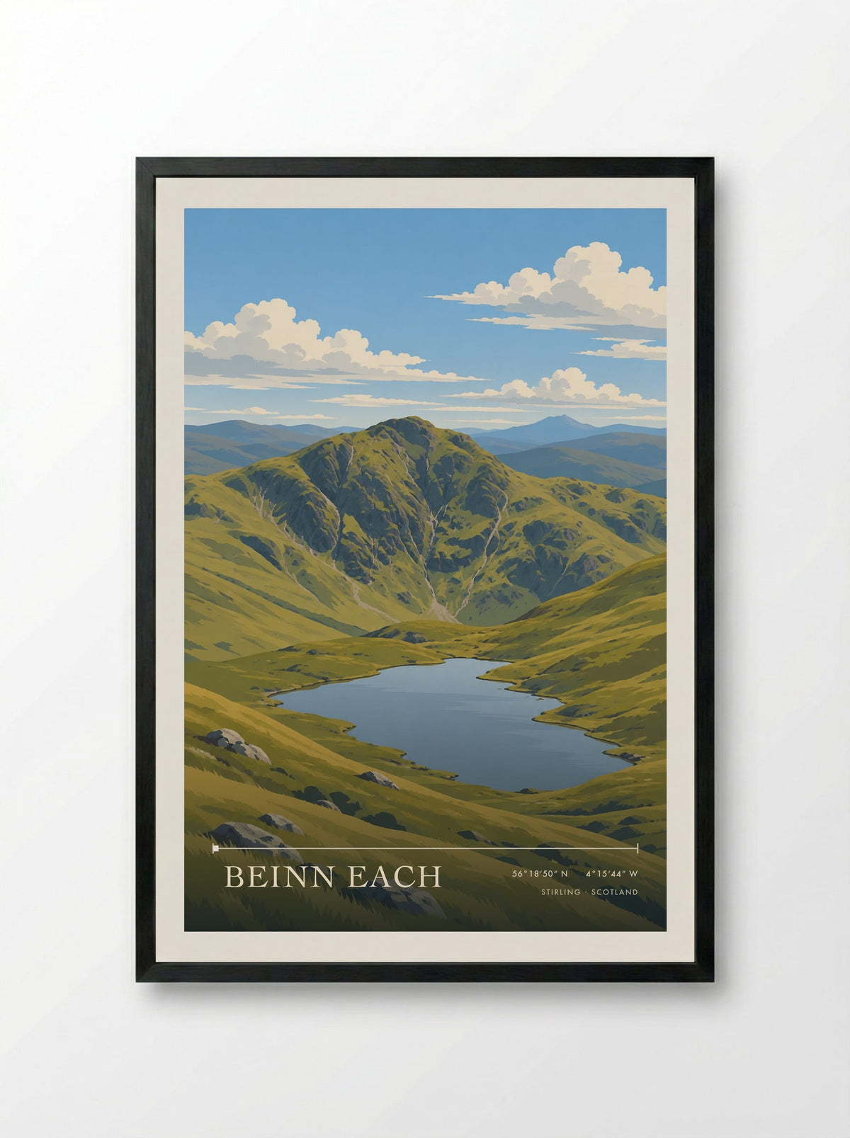 Beinn Each, Stirling | Travel Poster - Framed Print Black