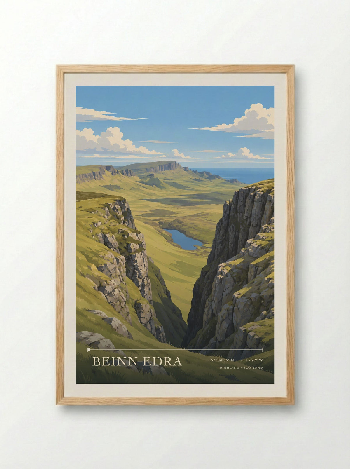 Beinn Edra, Highland | Travel Poster - Framed Print Wood
