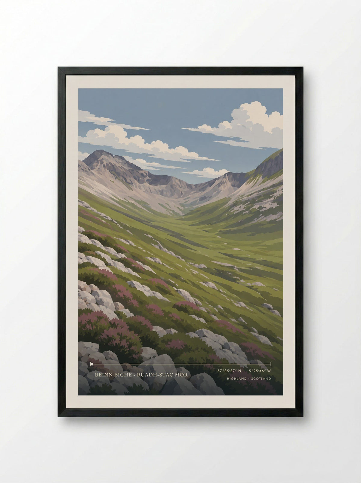 Beinn Eighe - Ruadh-stac Mor, Highland | Travel Poster - Framed Print Black