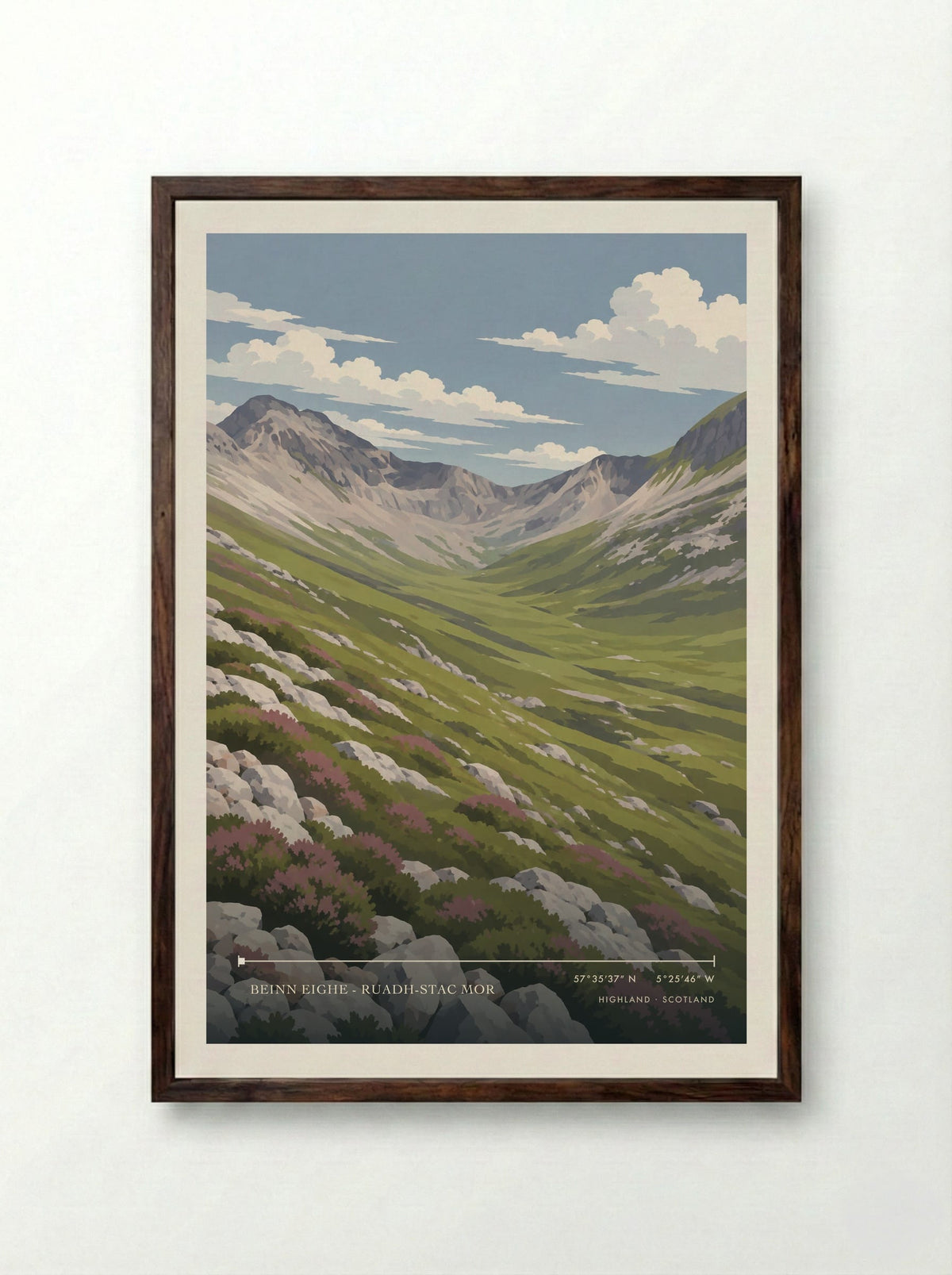 Beinn Eighe - Ruadh-stac Mor, Highland | Travel Poster - Framed Print Dark Wood