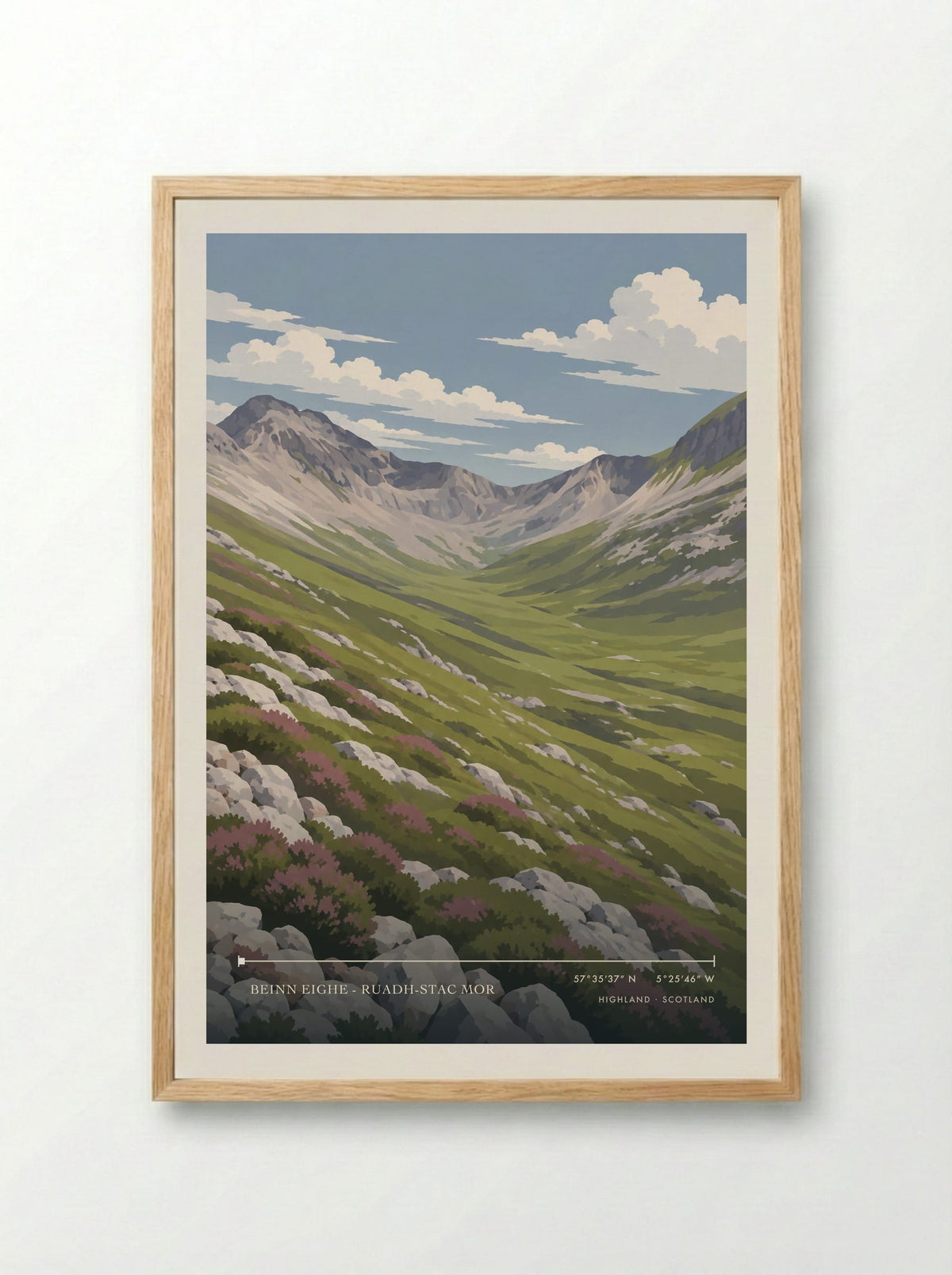 Beinn Eighe - Ruadh-stac Mor, Highland | Travel Poster - Framed Print Wood