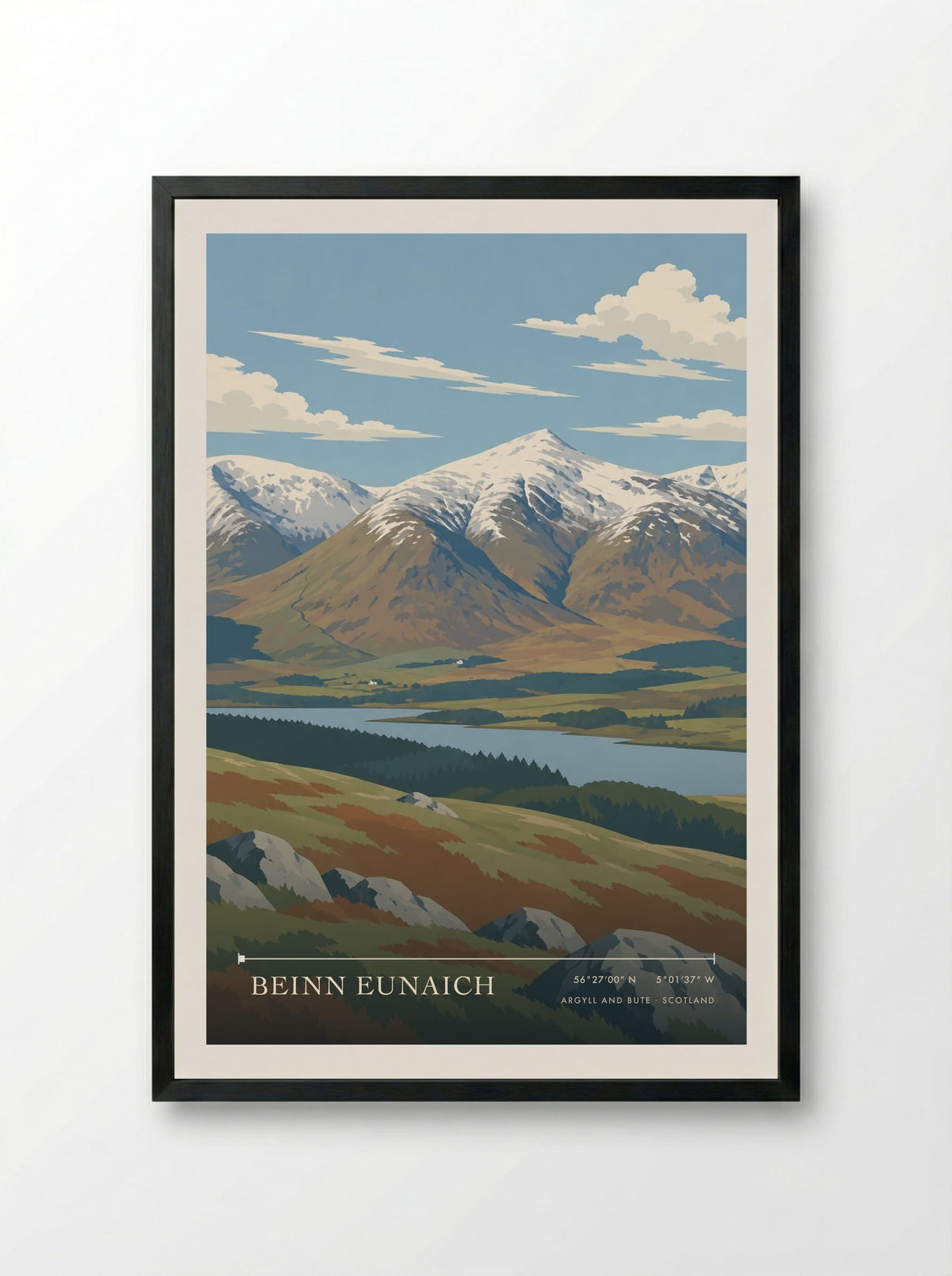 Beinn Eunaich, Argyll and Bute | Travel Poster - Framed Print Black