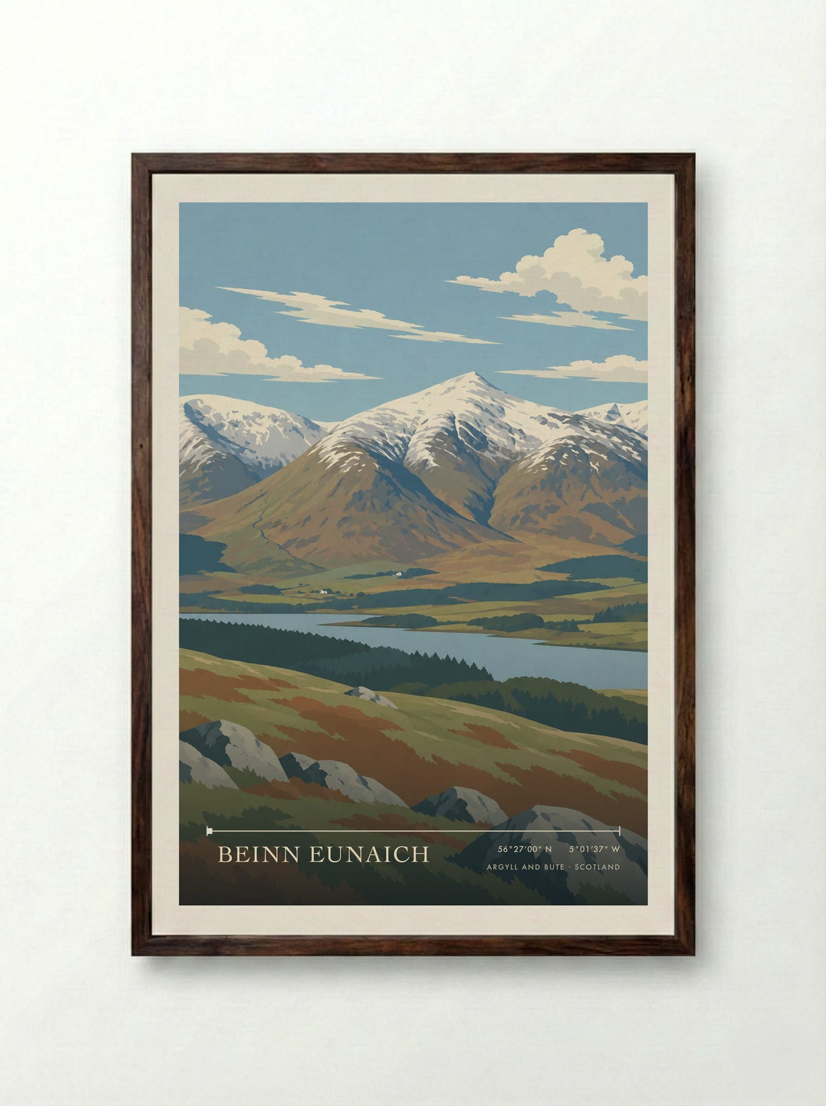 Beinn Eunaich, Argyll and Bute | Travel Poster - Framed Print Dark Wood