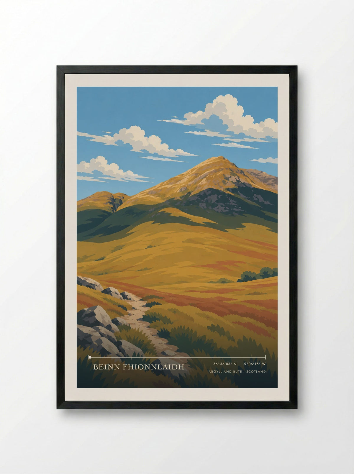 Beinn Fhionnlaidh, Argyll and Bute | Travel Poster - Framed Print Black