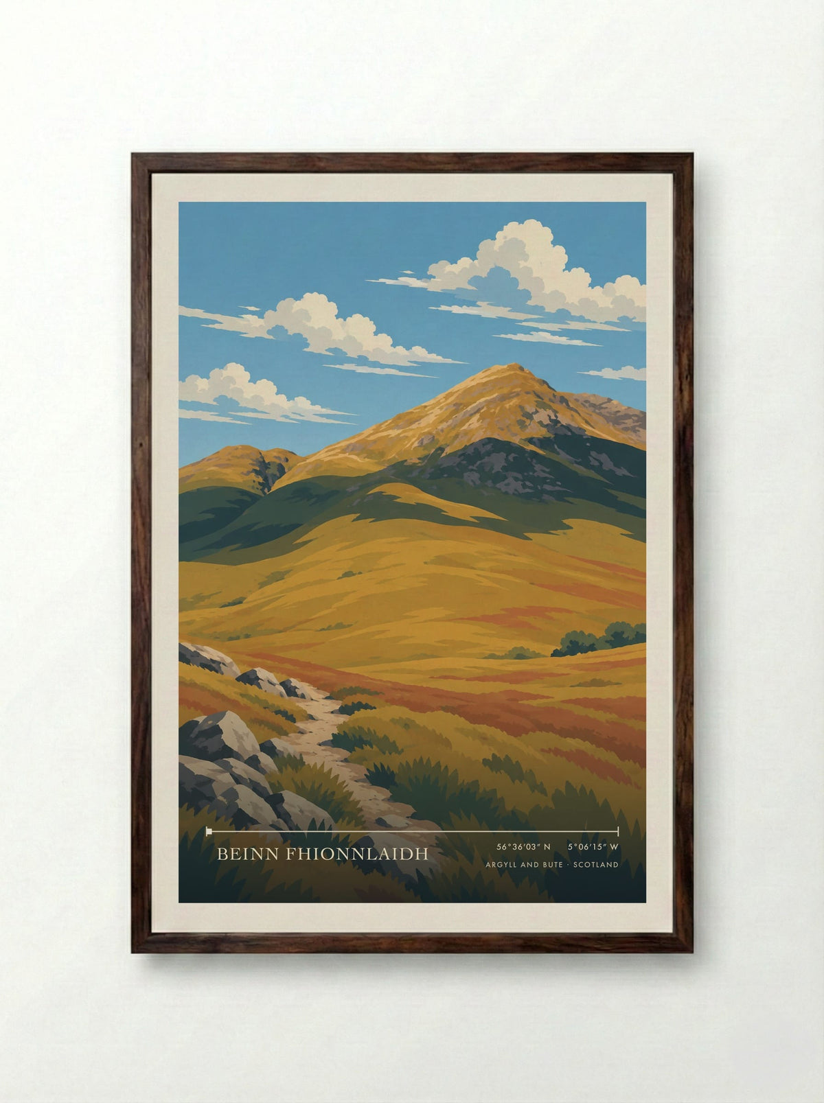 Beinn Fhionnlaidh, Argyll and Bute | Travel Poster - Framed Print Dark Wood