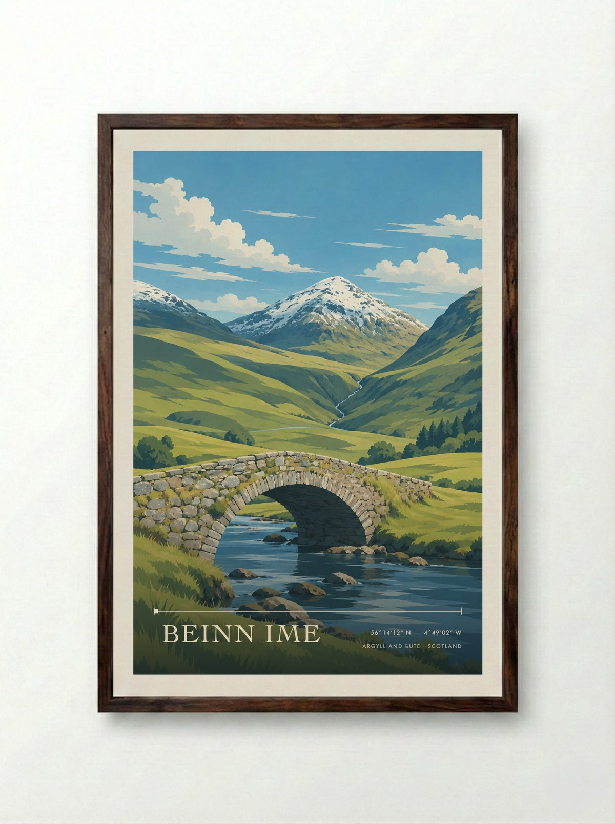 Beinn Ime, Argyll and Bute | Travel Poster - Framed Print Dark Wood