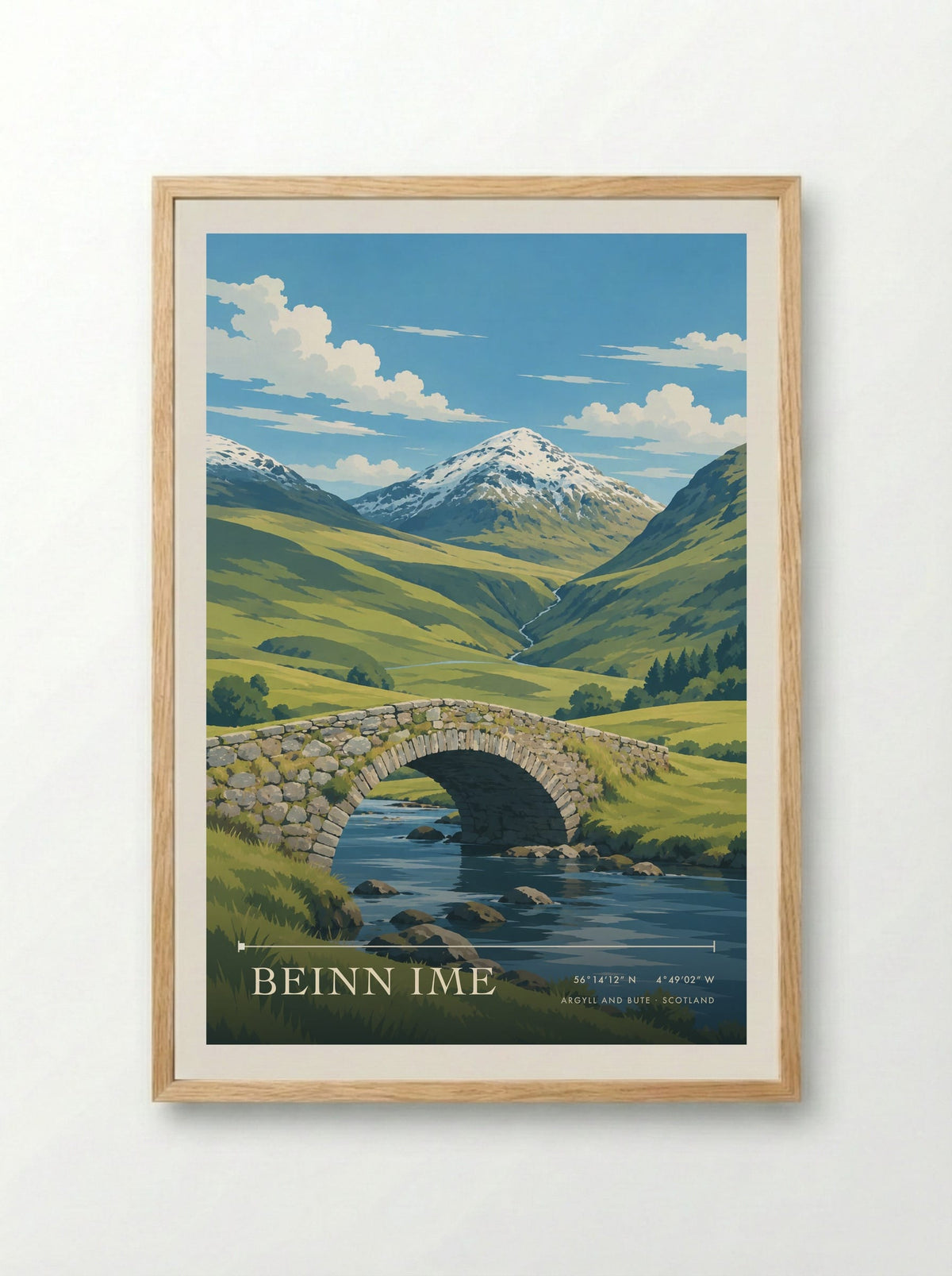 Beinn Ime, Argyll and Bute | Travel Poster - Framed Print Wood