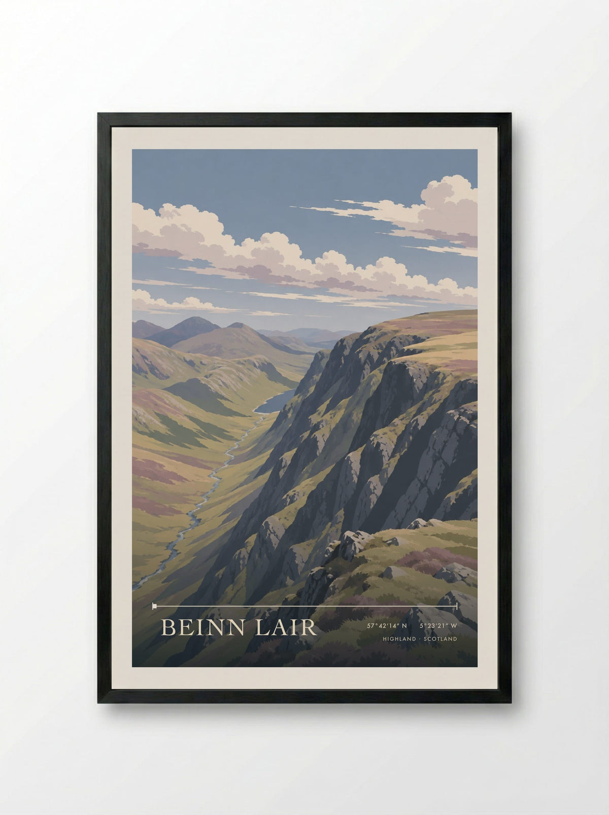 Beinn Lair, Highland | Travel Poster - Framed Print Black