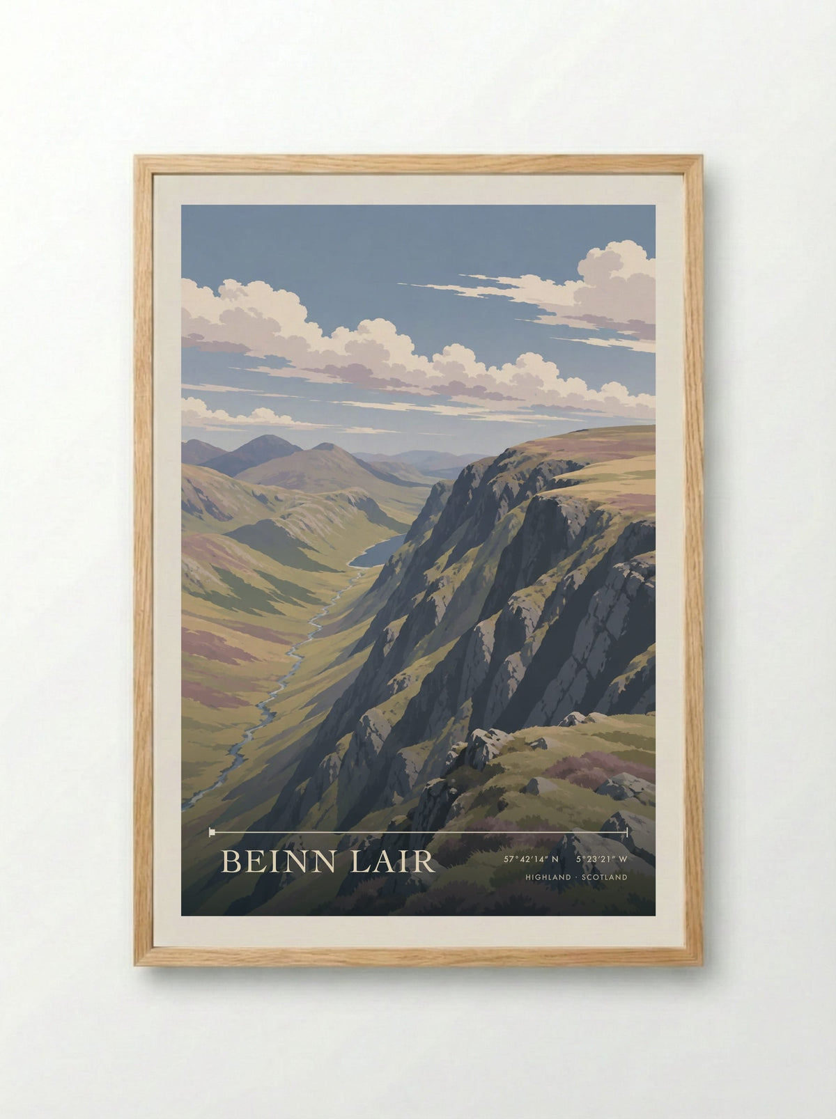 Beinn Lair, Highland | Travel Poster - Framed Print Wood