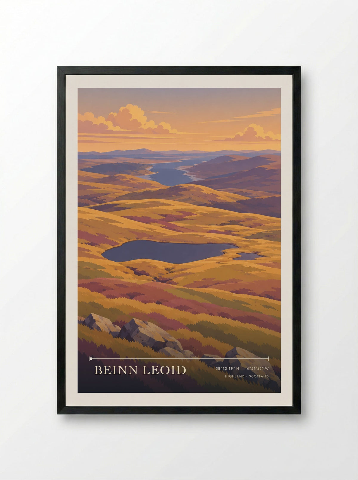Beinn Leoid, Highland | Travel Poster - Framed Print Black