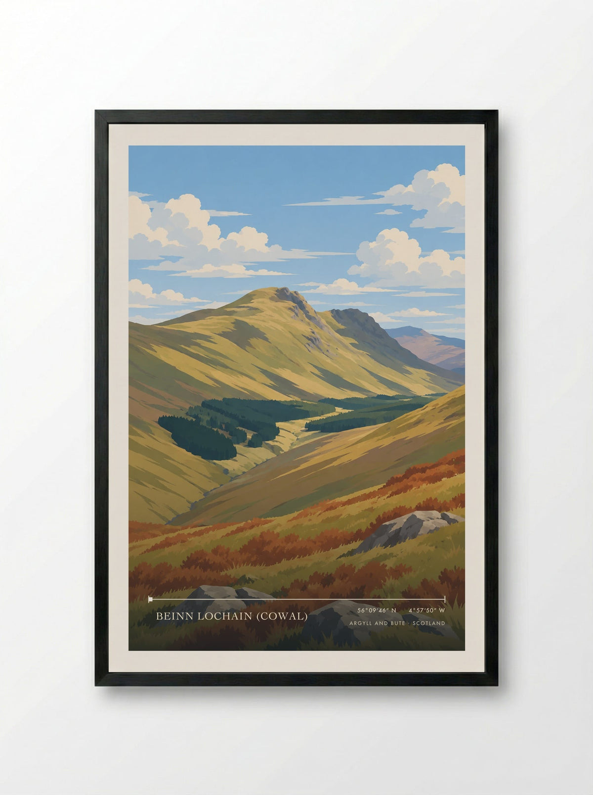 Beinn Lochain (Cowal), Argyll and Bute | Travel Poster - Framed Print Black