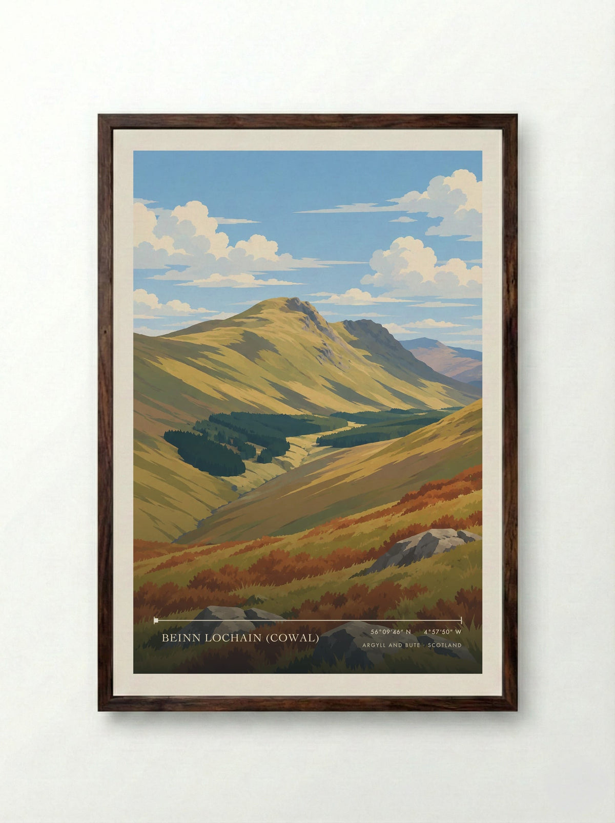 Beinn Lochain (Cowal), Argyll and Bute | Travel Poster - Framed Print Dark Wood
