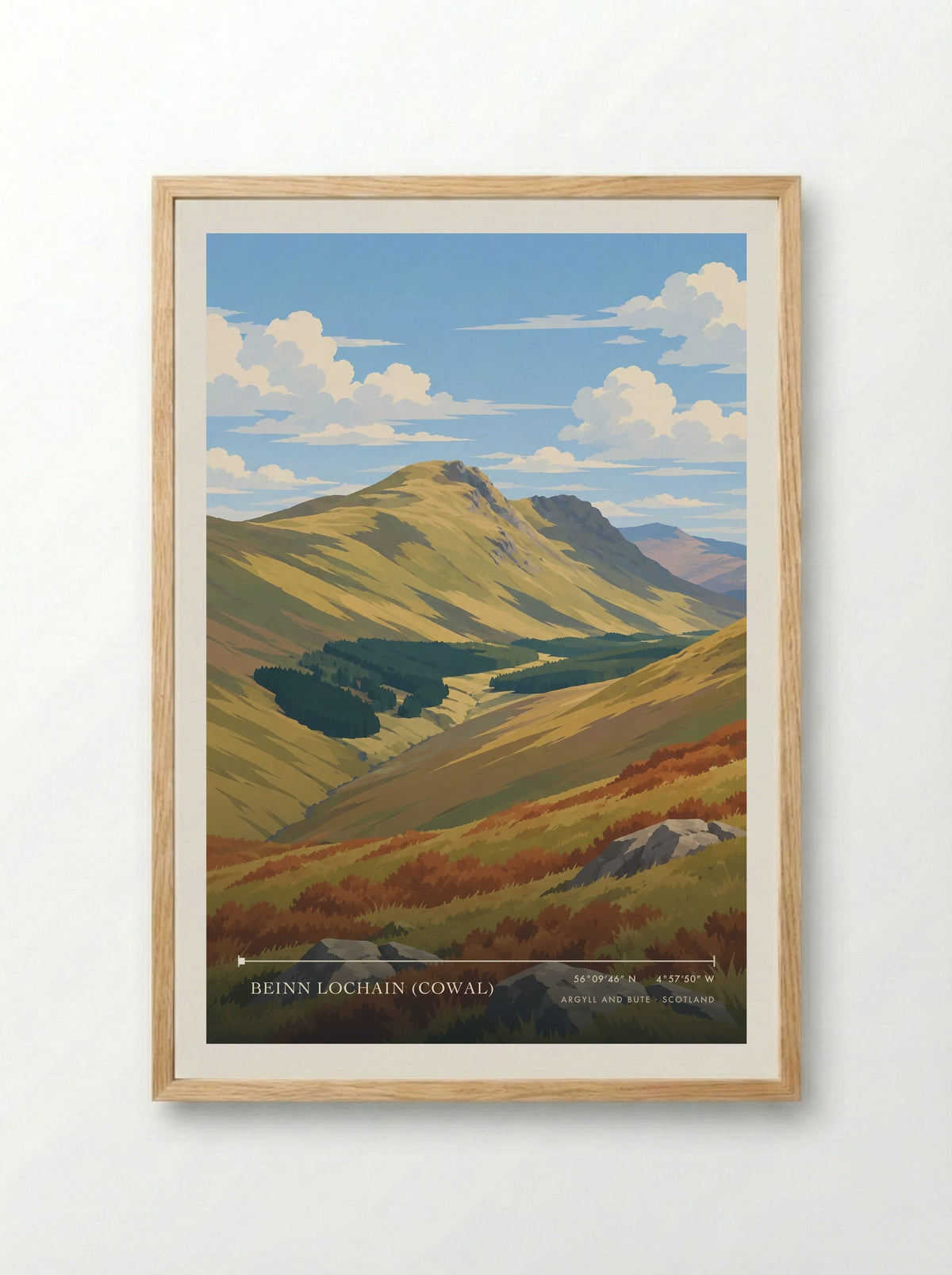 Beinn Lochain (Cowal), Argyll and Bute | Travel Poster - Framed Print Wood
