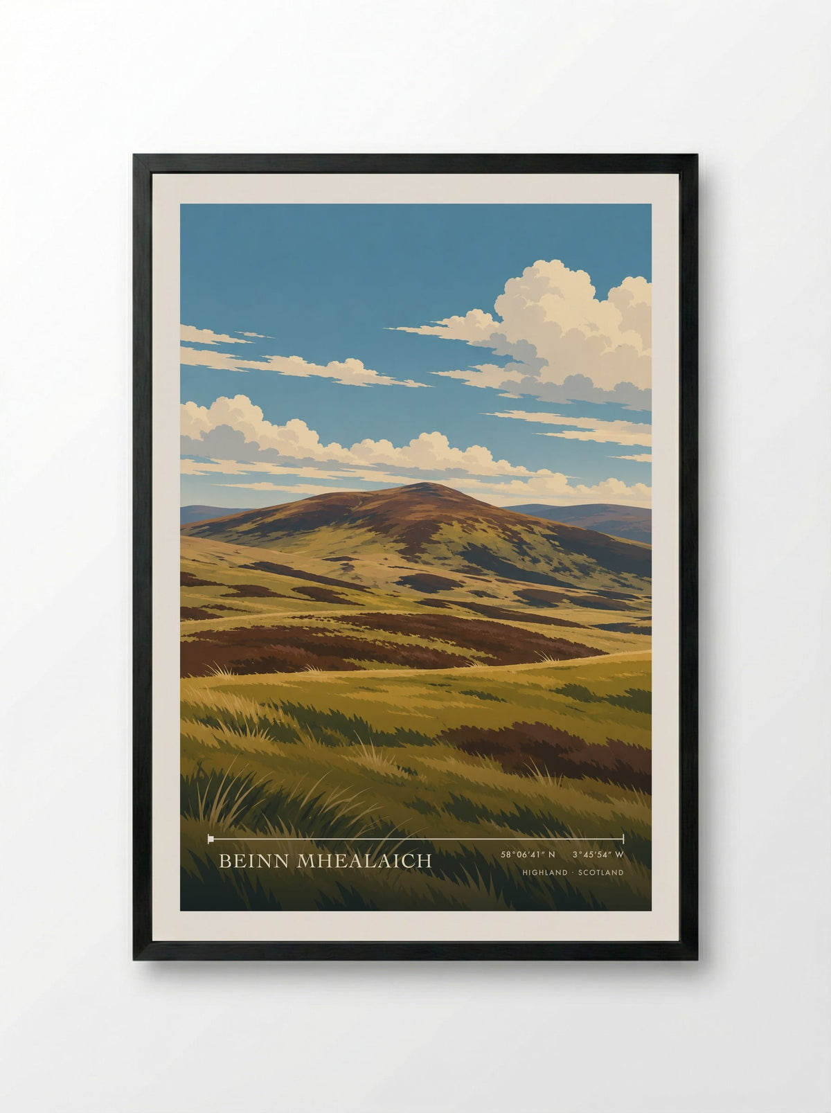 Beinn Mhealaich, Highland | Travel Poster - Framed Print Black
