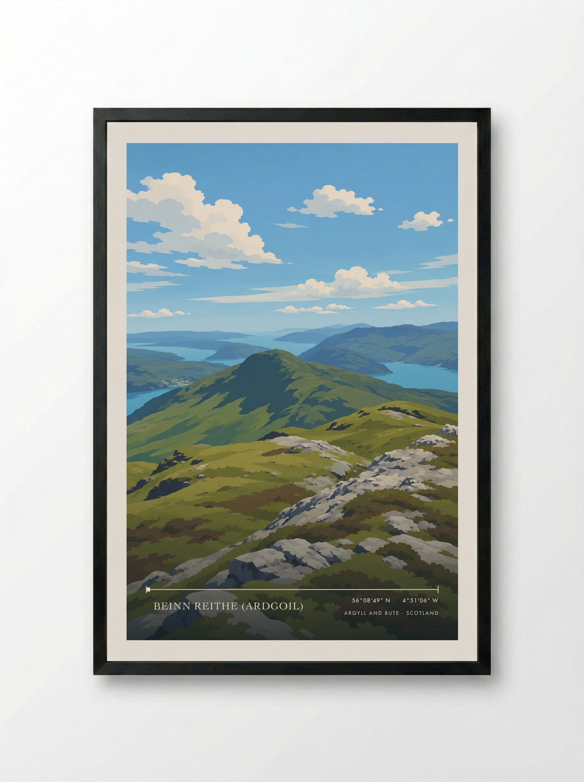 Beinn Reithe (Ardgoil), Argyll and Bute | Travel Poster - Framed Print Black