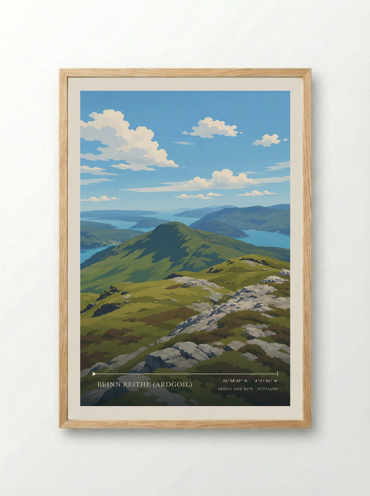Beinn Reithe (Ardgoil), Argyll and Bute | Travel Poster - Framed Print Wood