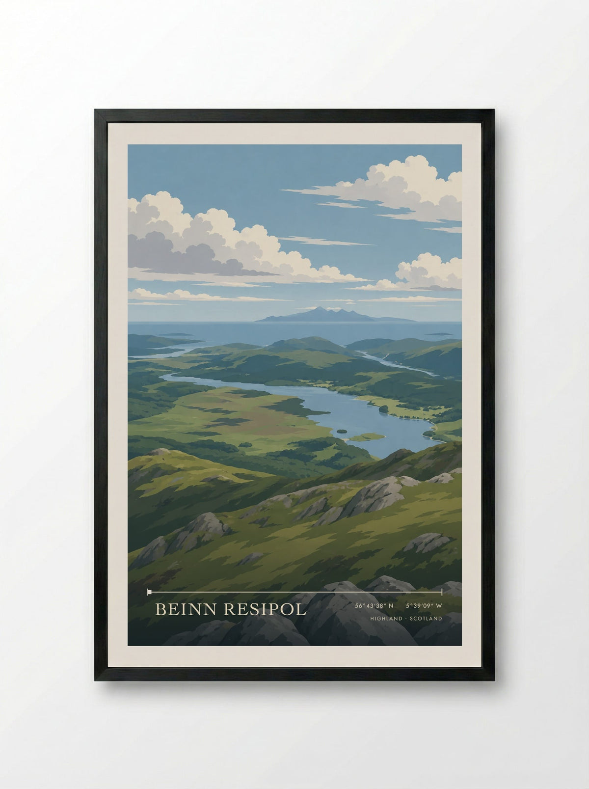 Beinn Resipol, Highland | Travel Poster - Framed Print Black