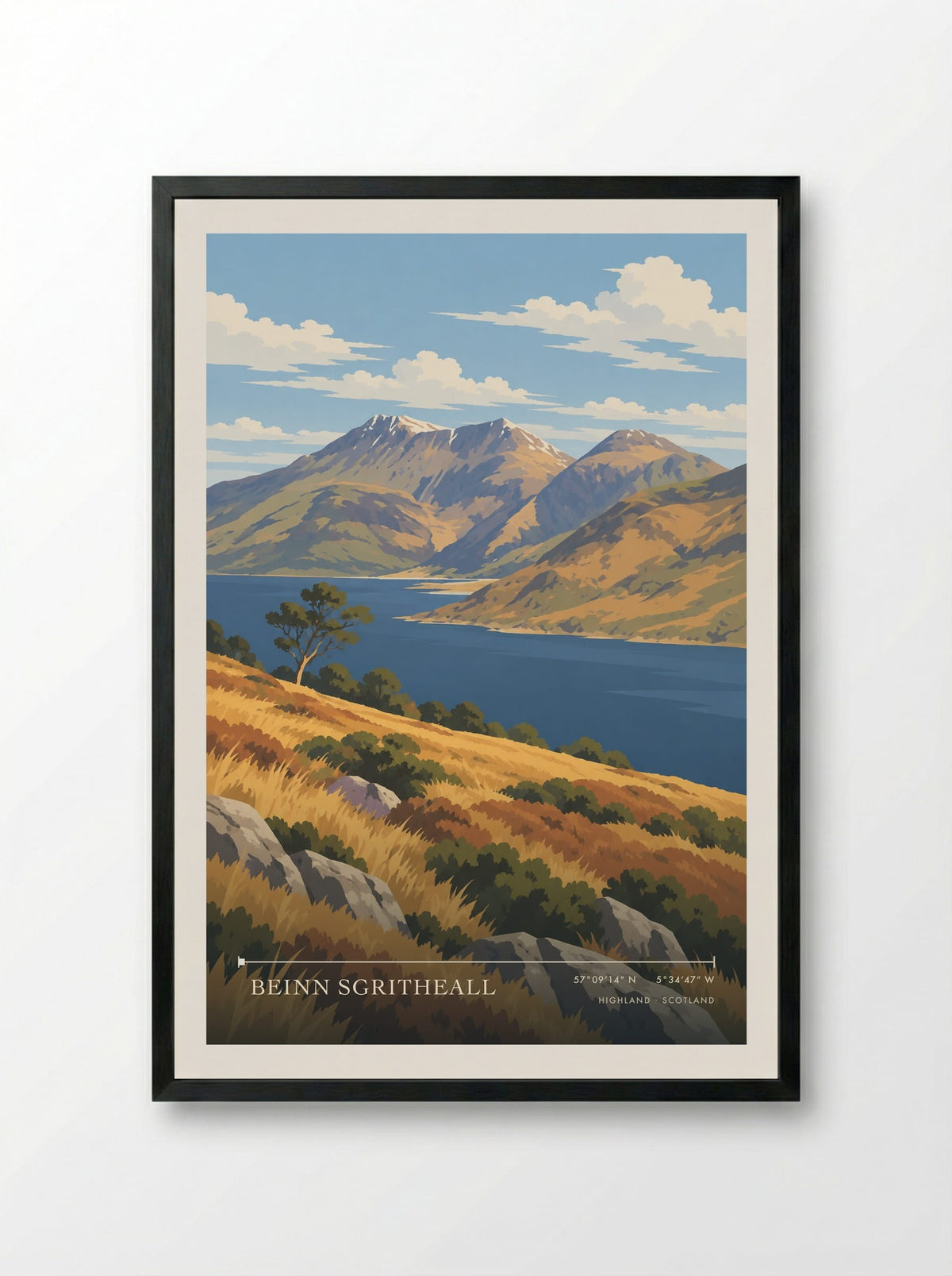 Beinn Sgritheall, Highland | Travel Poster - Framed Print Black
