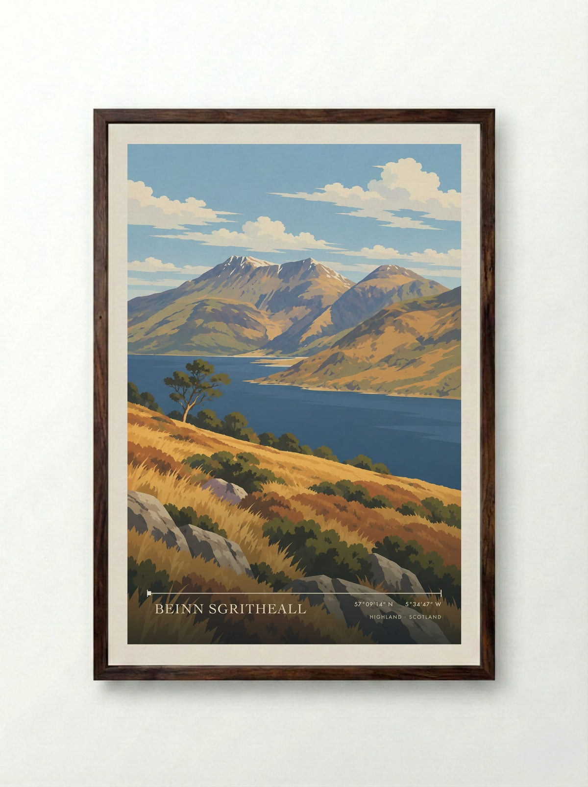 Beinn Sgritheall, Highland | Travel Poster - Framed Print Dark Wood