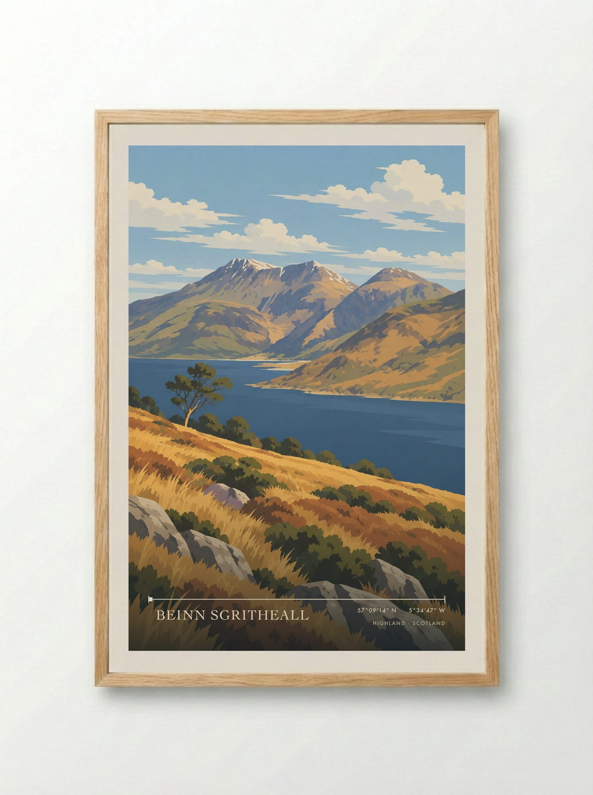 Beinn Sgritheall, Highland | Travel Poster - Framed Print Wood