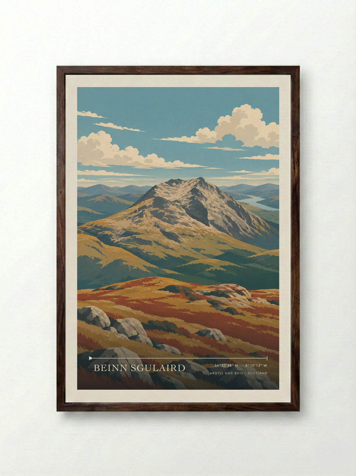 Beinn Sgulaird, Argyll and Bute | Travel Poster - Framed Print Dark Wood
