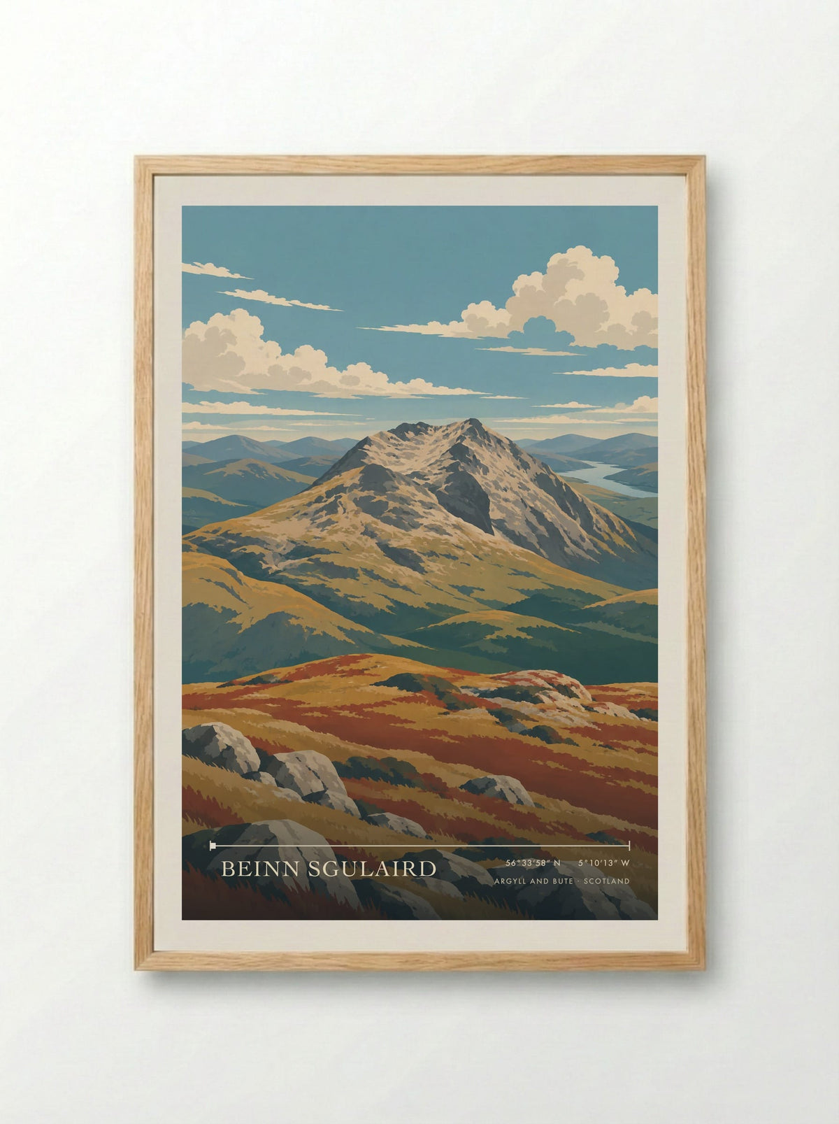 Beinn Sgulaird, Argyll and Bute | Travel Poster - Framed Print Wood