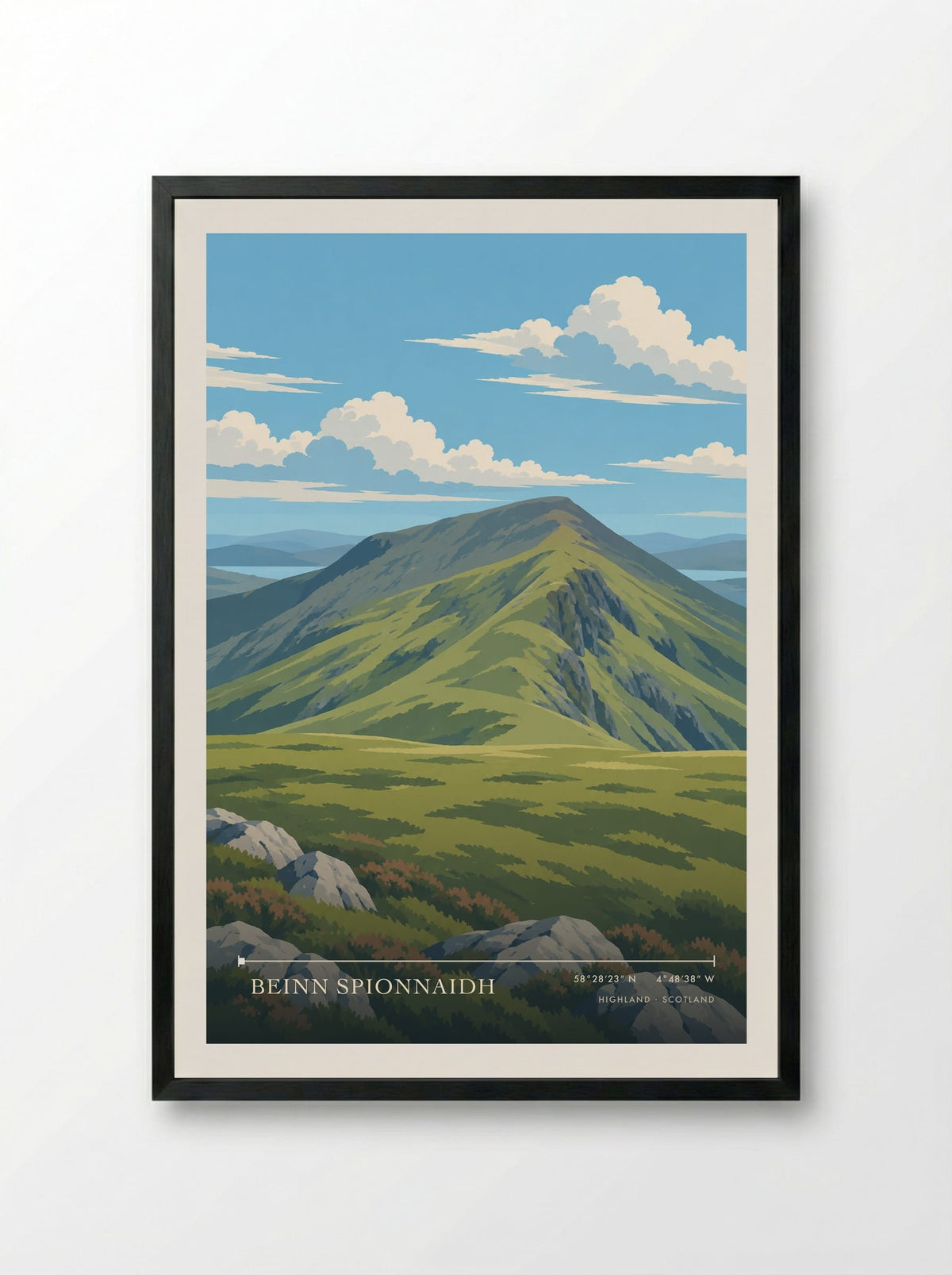 Beinn Spionnaidh, Highland | Travel Poster - Framed Print Black