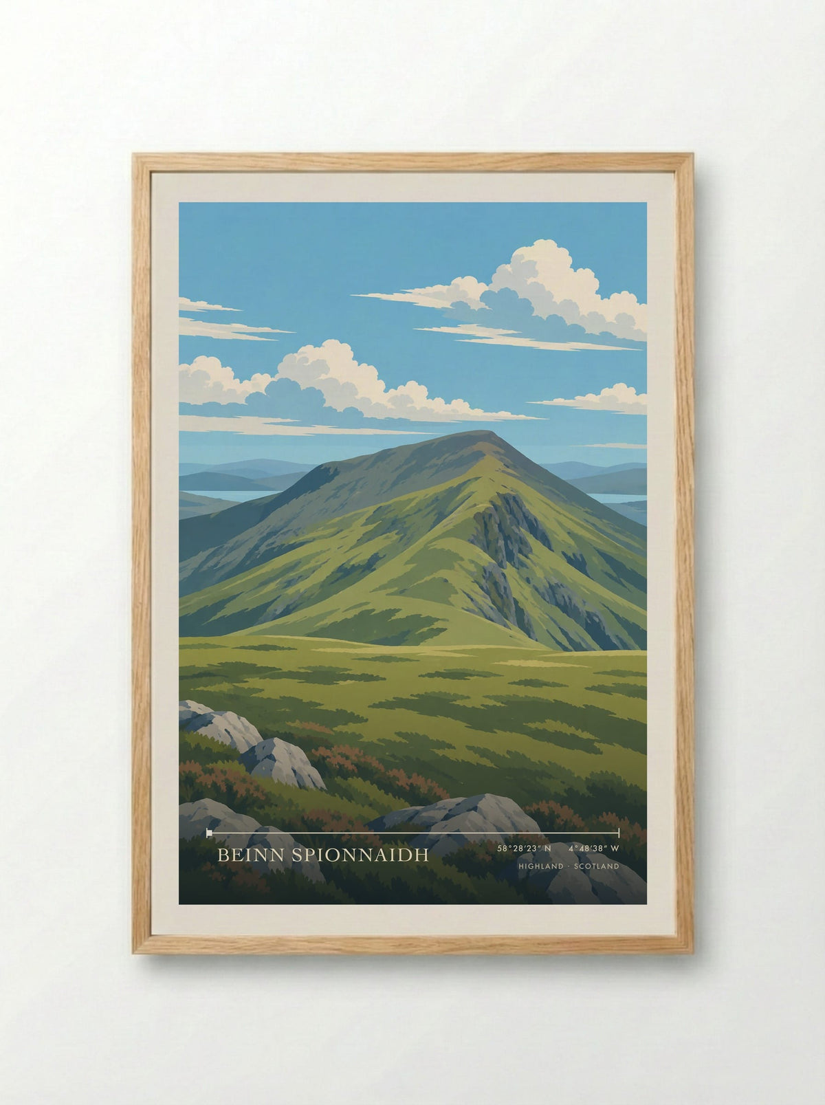 Beinn Spionnaidh, Highland | Travel Poster - Framed Print Wood