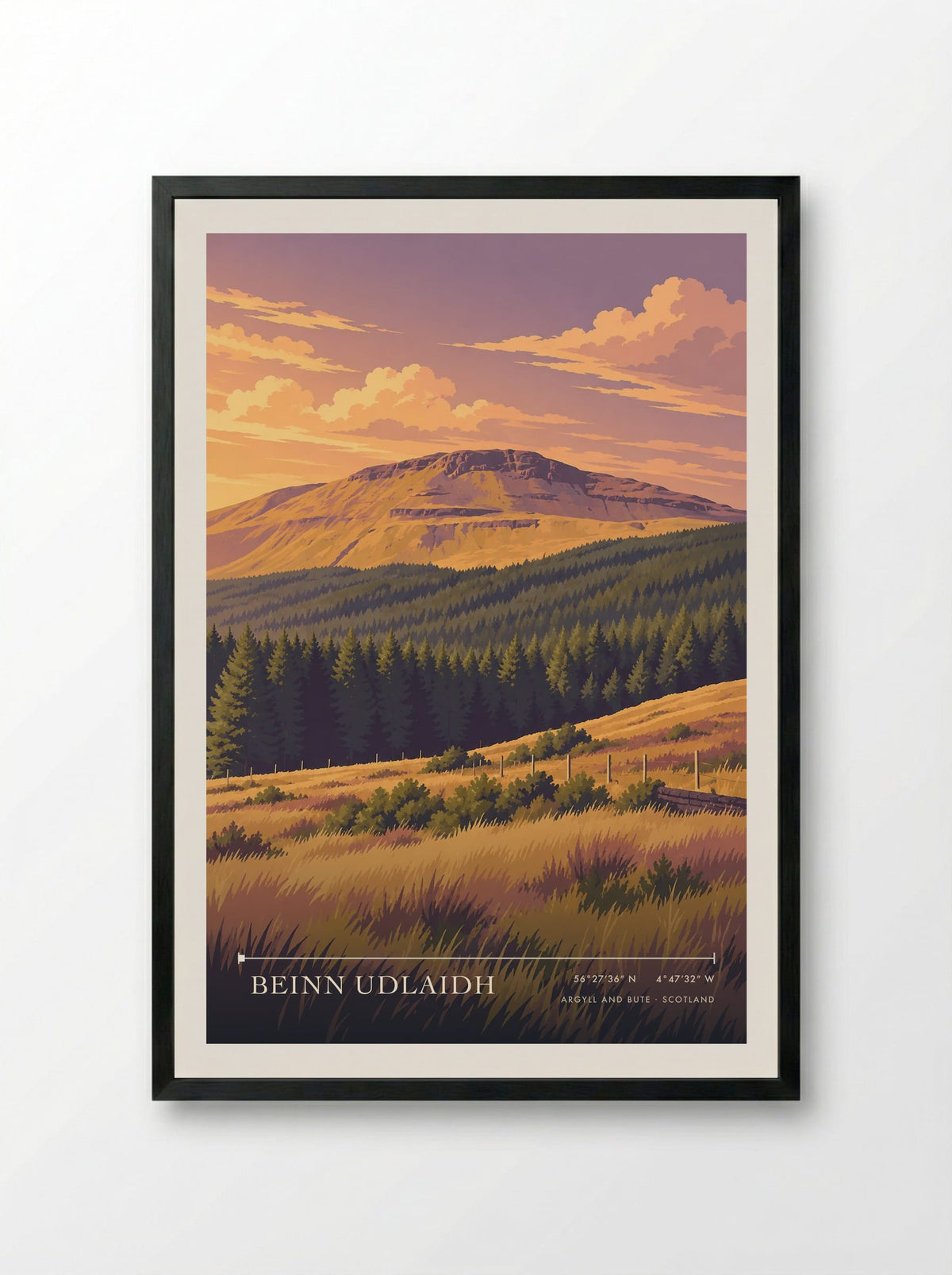 Beinn Udlaidh, Argyll and Bute | Travel Poster - Framed Print Black