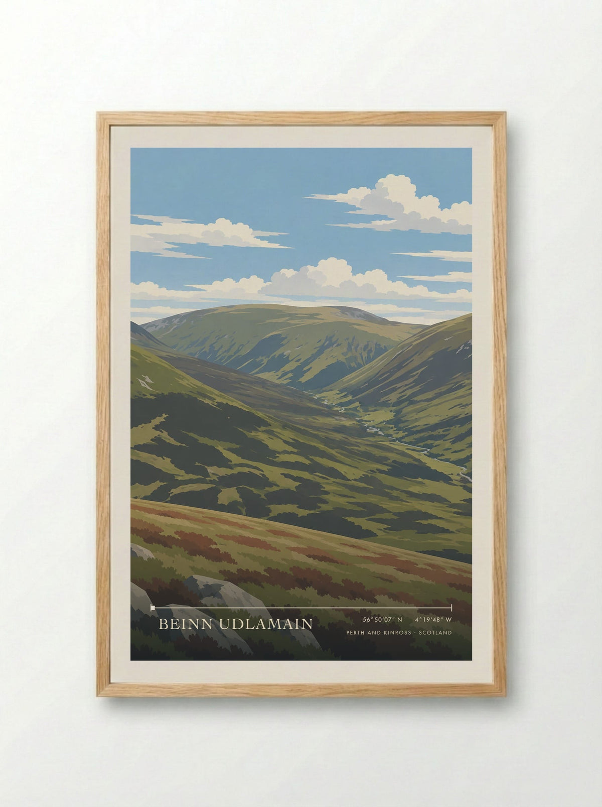 Beinn Udlamain, Perth and Kinross | Travel Poster - Framed Print Wood