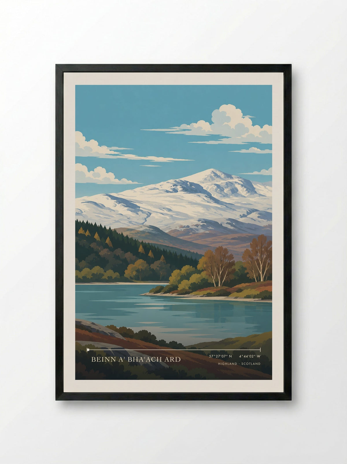 Beinn a' Bha'ach Ard, Highland | Travel Poster - Framed Print Black
