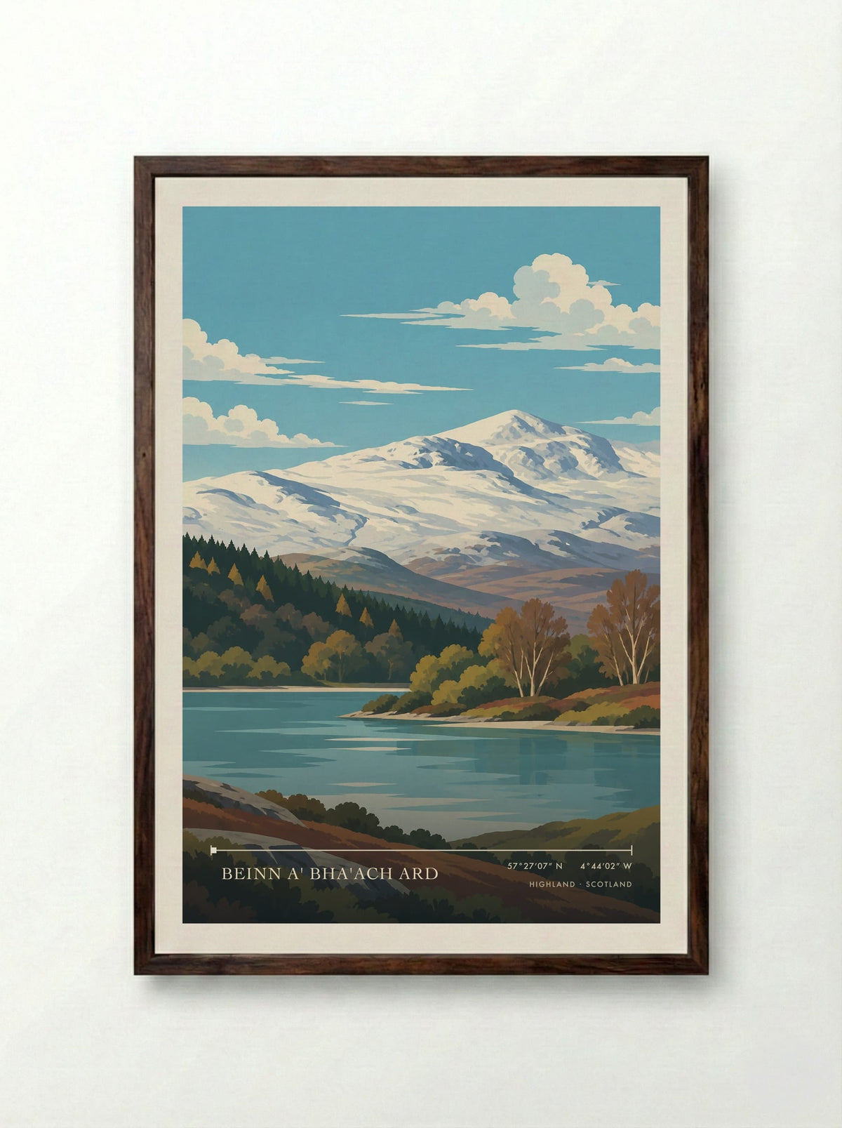 Beinn a' Bha'ach Ard, Highland | Travel Poster - Framed Print Dark Wood