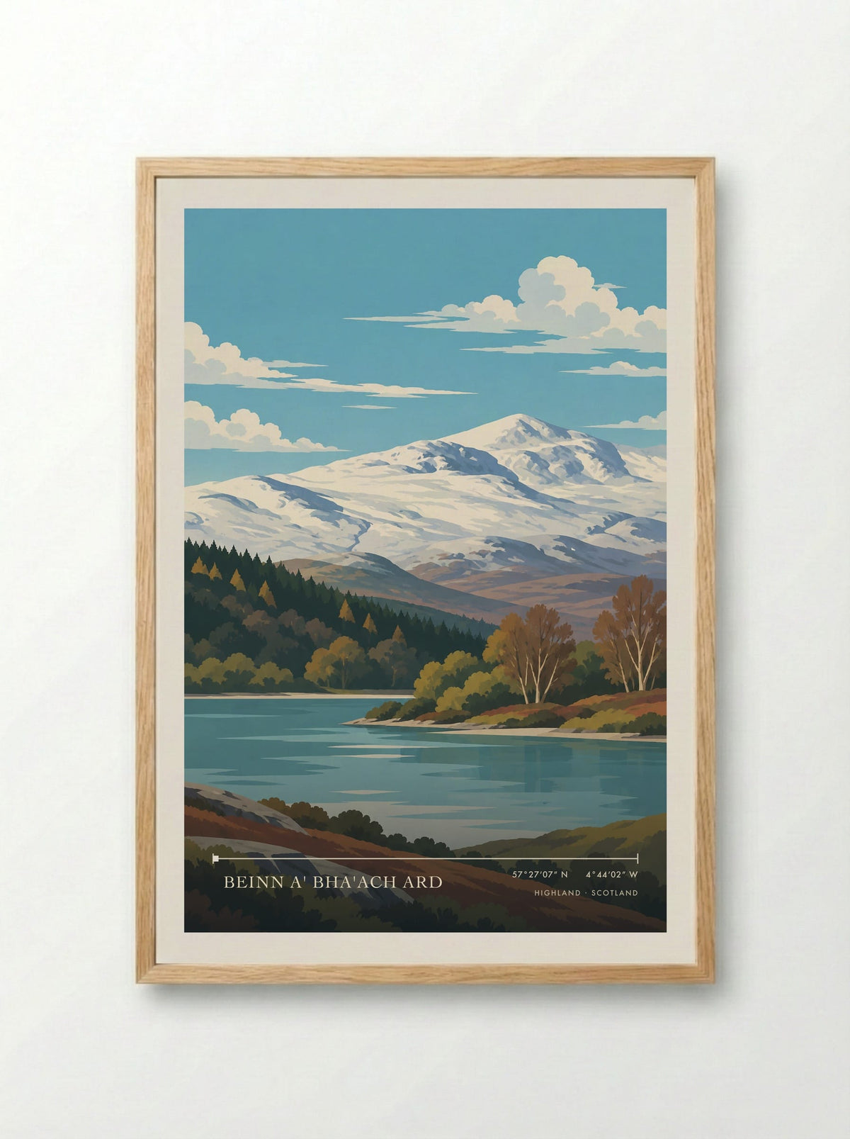 Beinn a' Bha'ach Ard, Highland | Travel Poster - Framed Print Wood