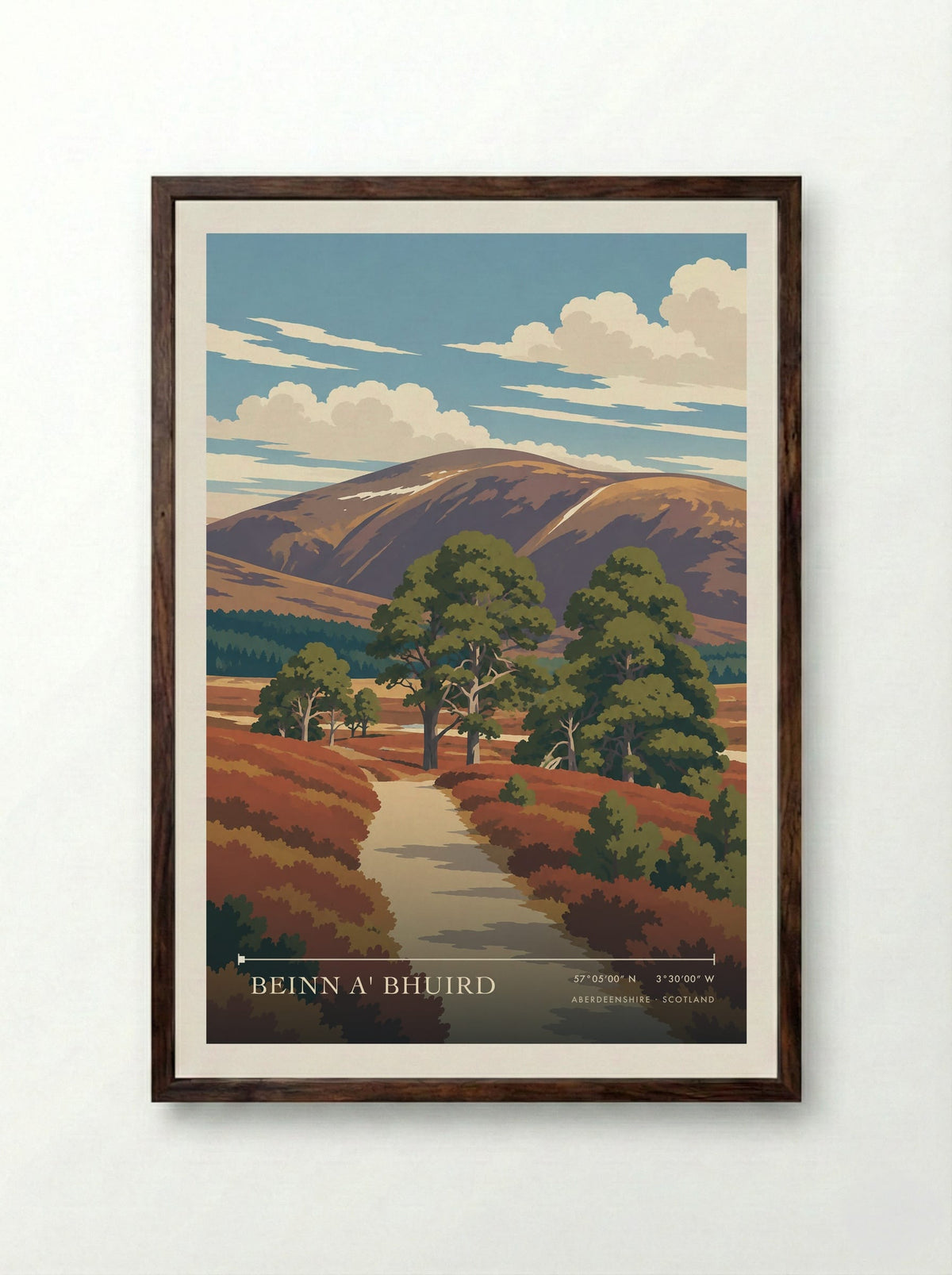 Beinn a' Bhuird, Aberdeenshire | Travel Poster - Framed Print Dark Wood