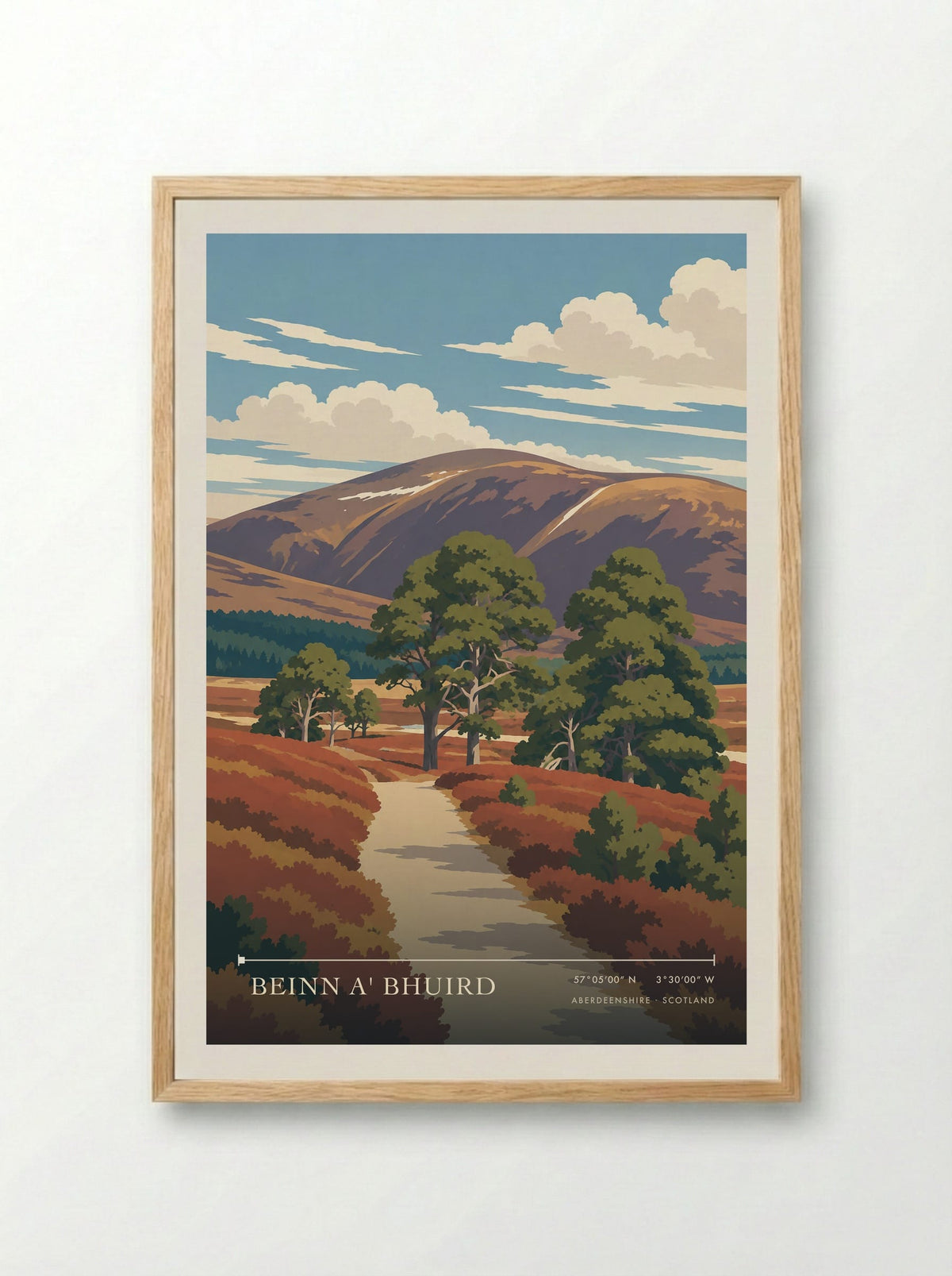 Beinn a' Bhuird, Aberdeenshire | Travel Poster - Framed Print Wood