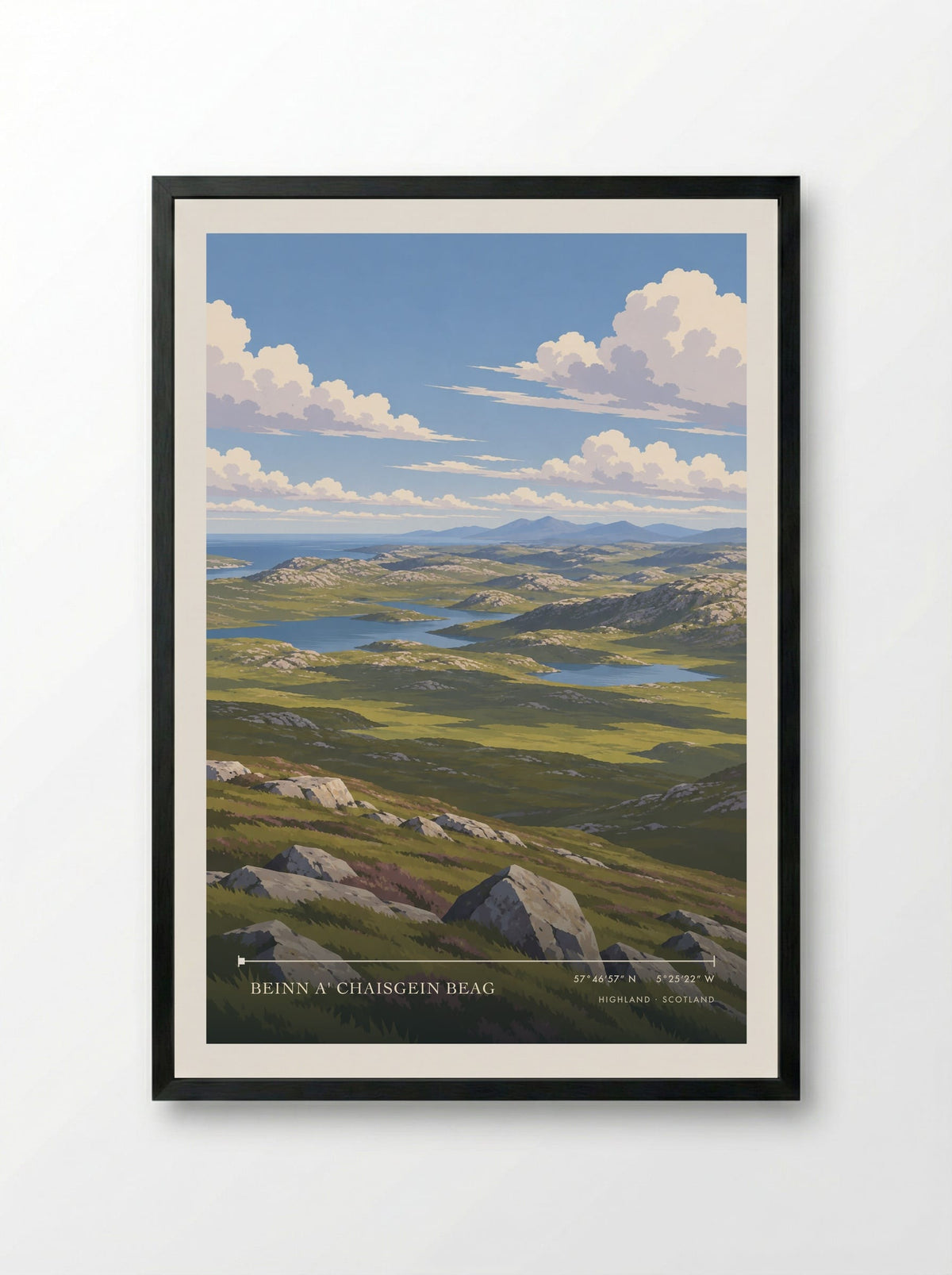 Beinn a' Chaisgein Beag, Highland | Travel Poster - Framed Print Black