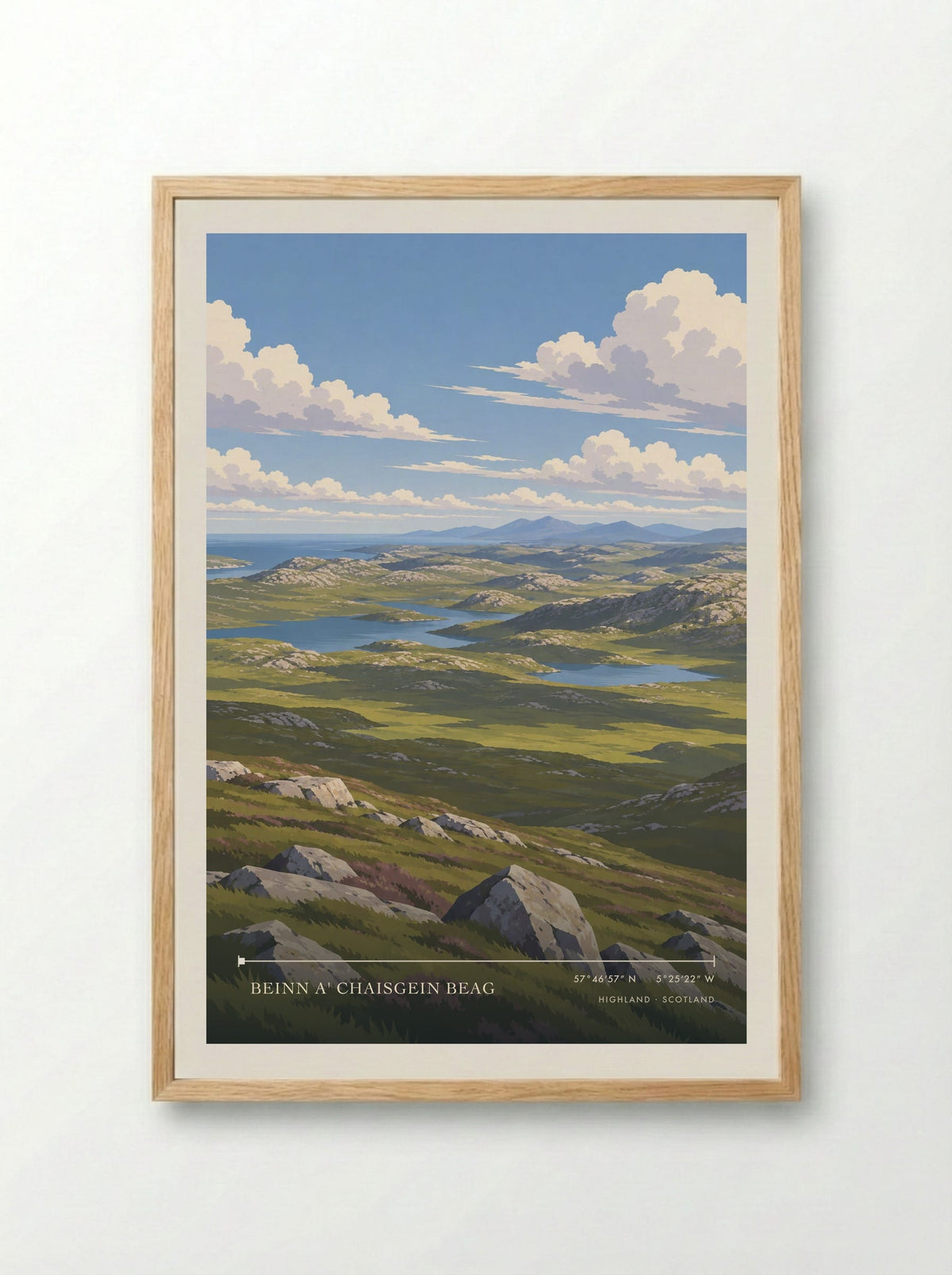 Beinn a' Chaisgein Beag, Highland | Travel Poster - Framed Print Wood