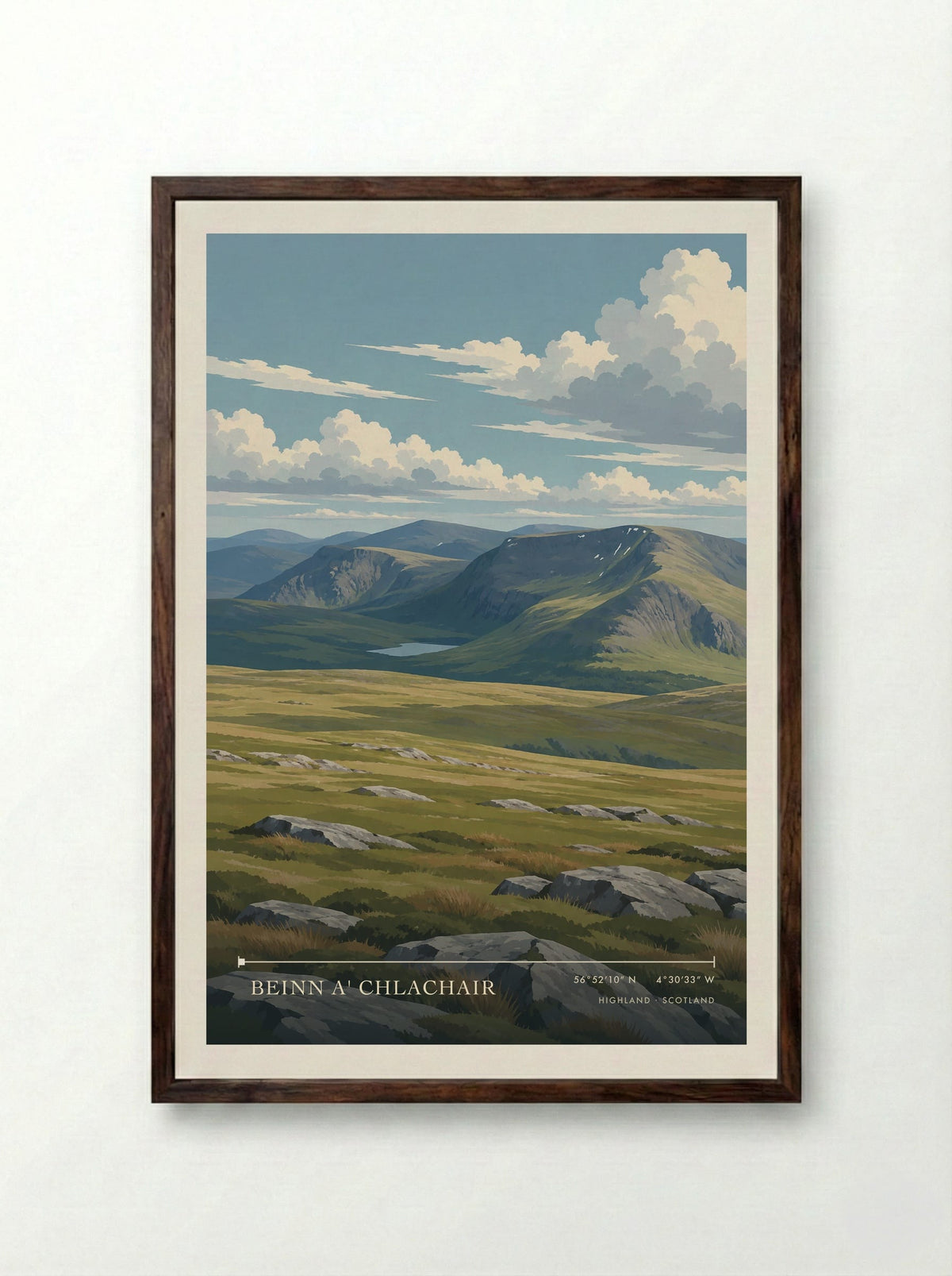 Beinn a' Chlachair, Highland | Travel Poster - Framed Print Dark Wood