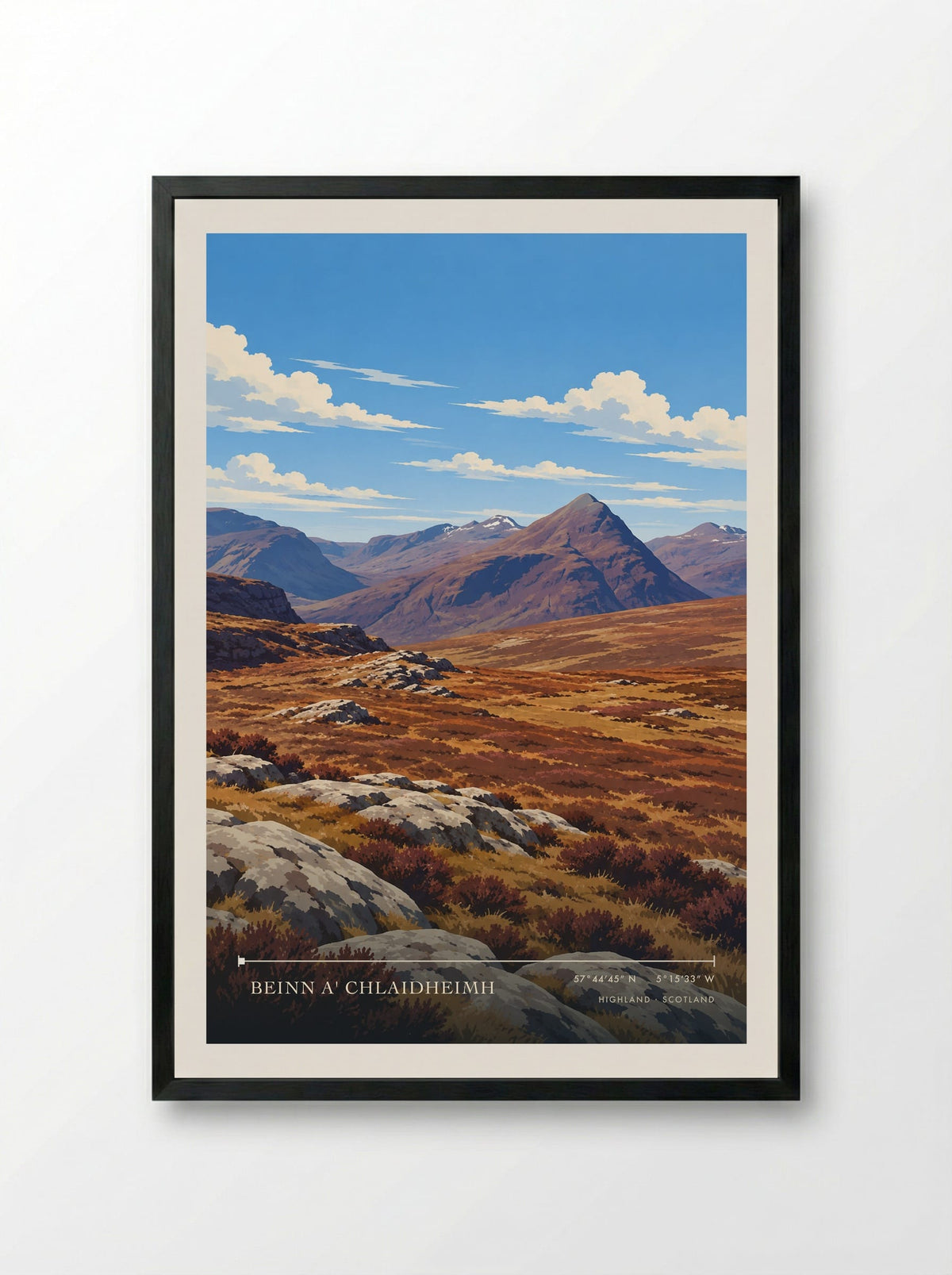 Beinn a' Chlaidheimh, Highland | Travel Poster - Framed Print Black