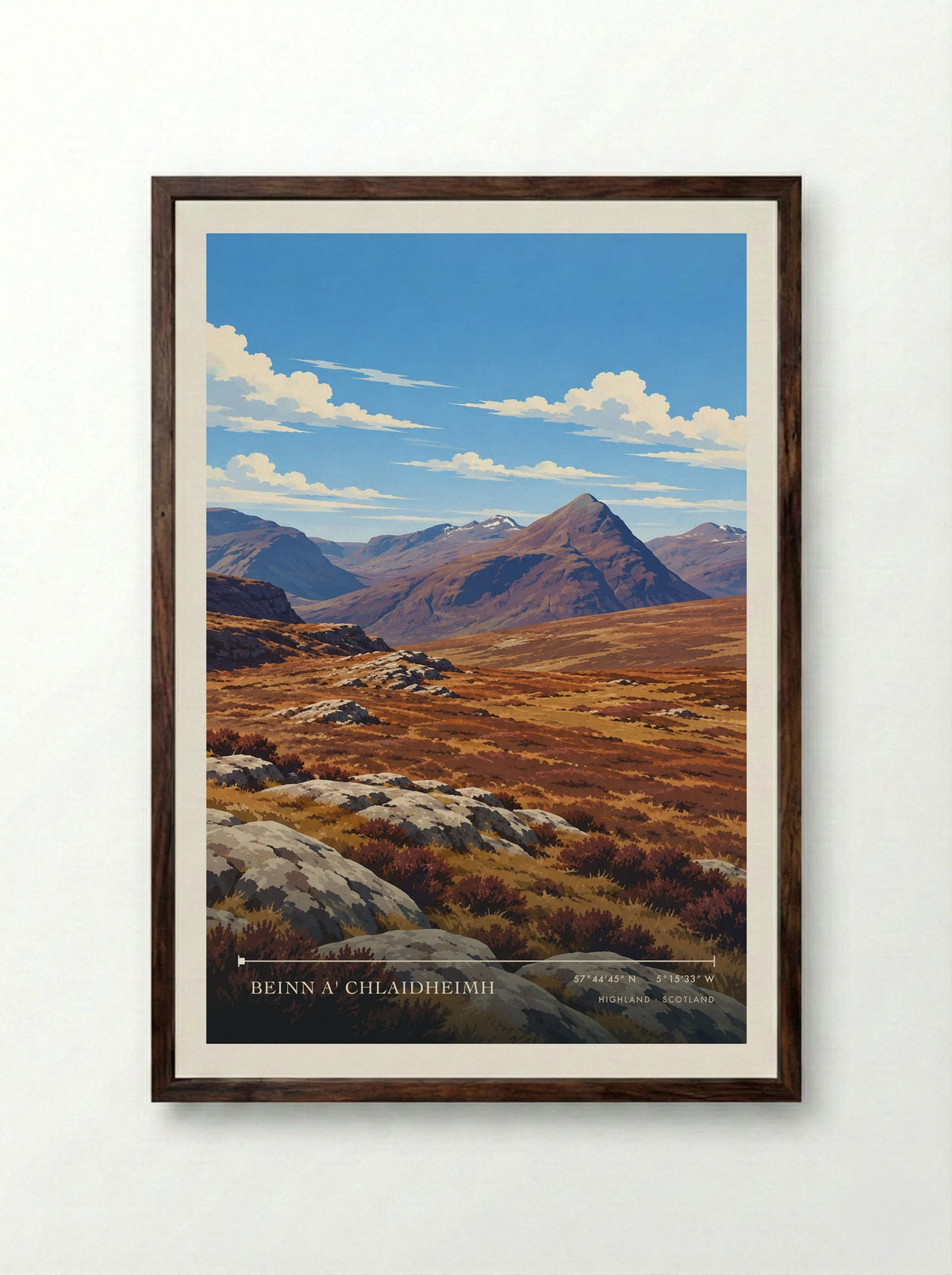 Beinn a' Chlaidheimh, Highland | Travel Poster - Framed Print Dark Wood