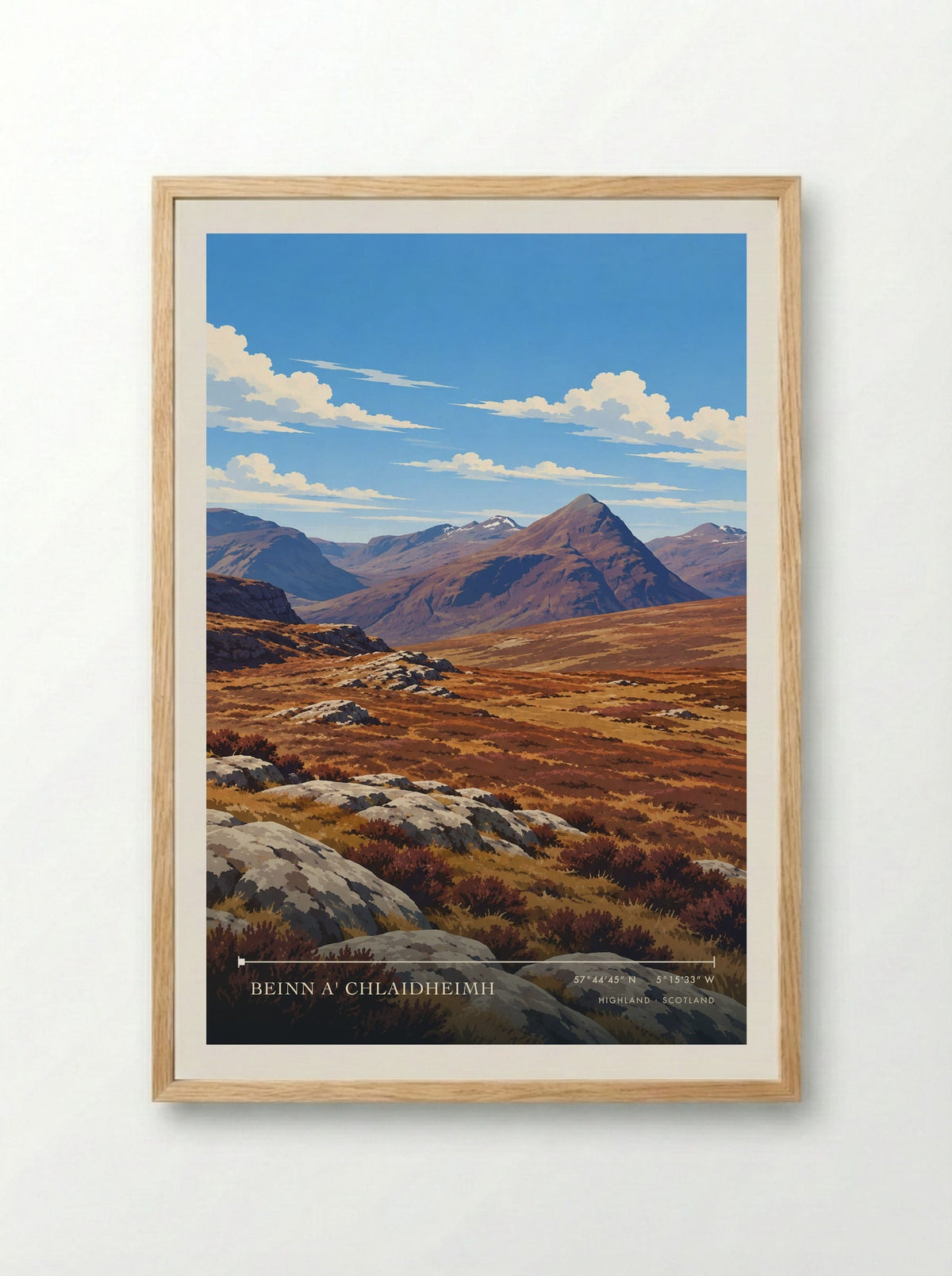 Beinn a' Chlaidheimh, Highland | Travel Poster - Framed Print Wood