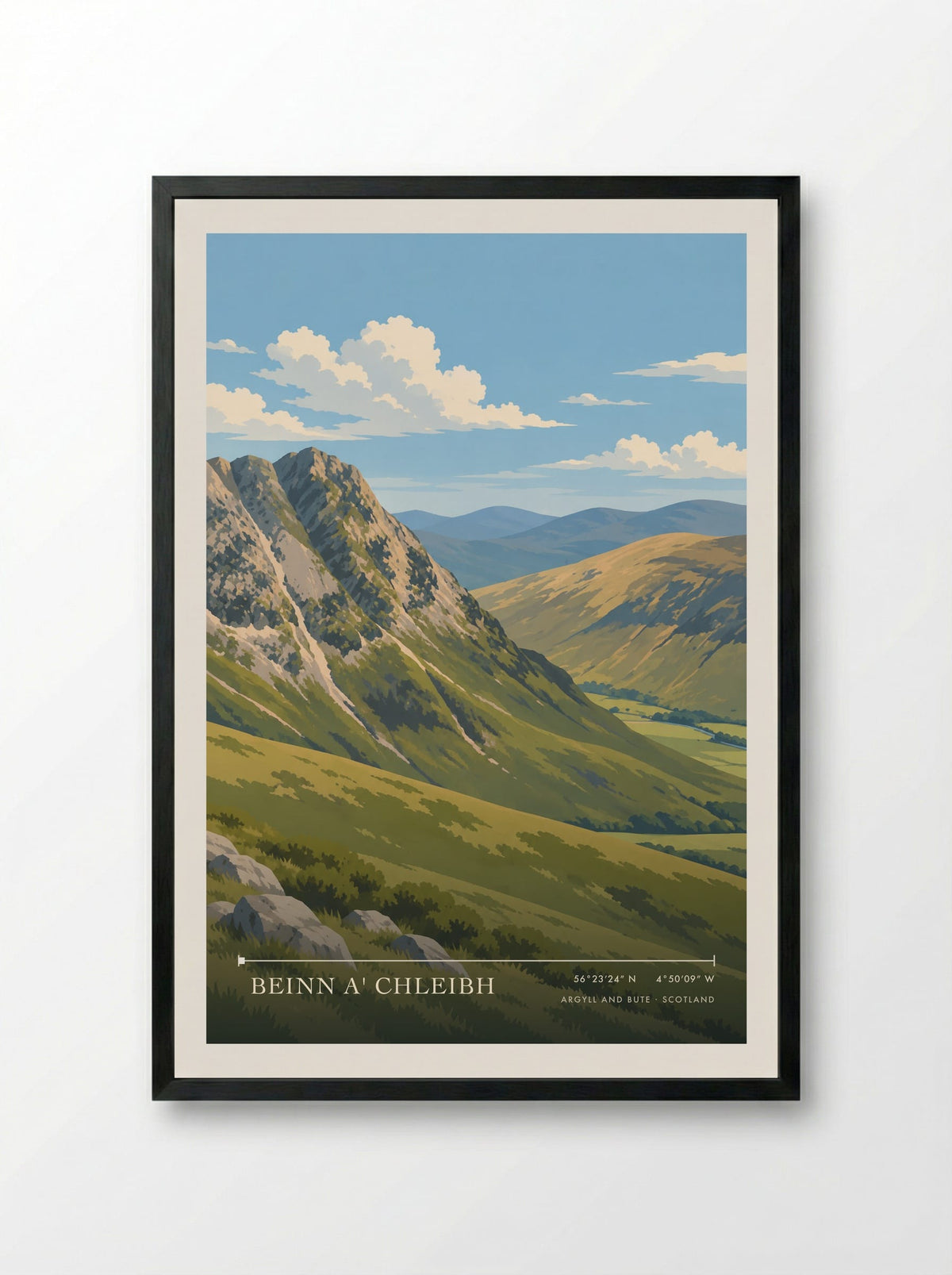 Beinn a' Chleibh, Argyll and Bute | Travel Poster - Framed Print Black