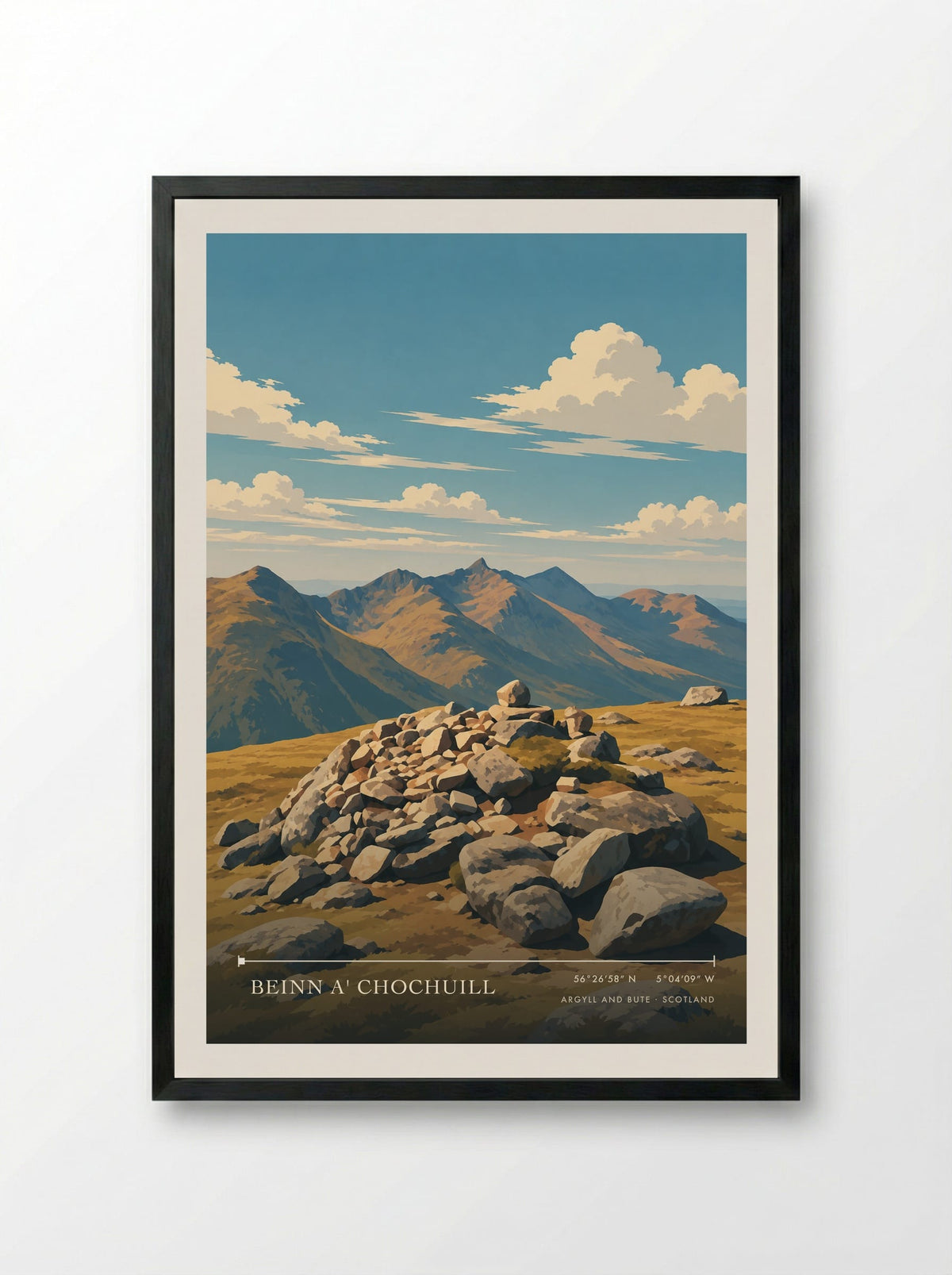 Beinn a' Chochuill, Argyll and Bute | Travel Poster - Framed Print Black