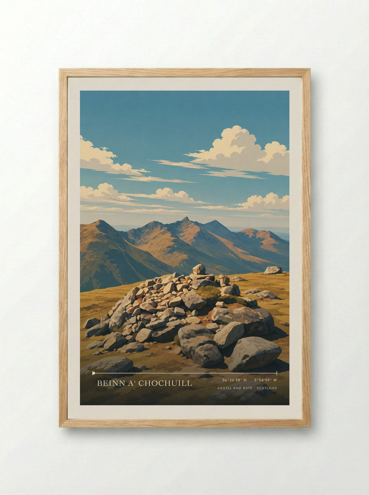 Beinn a' Chochuill, Argyll and Bute | Travel Poster - Framed Print Wood