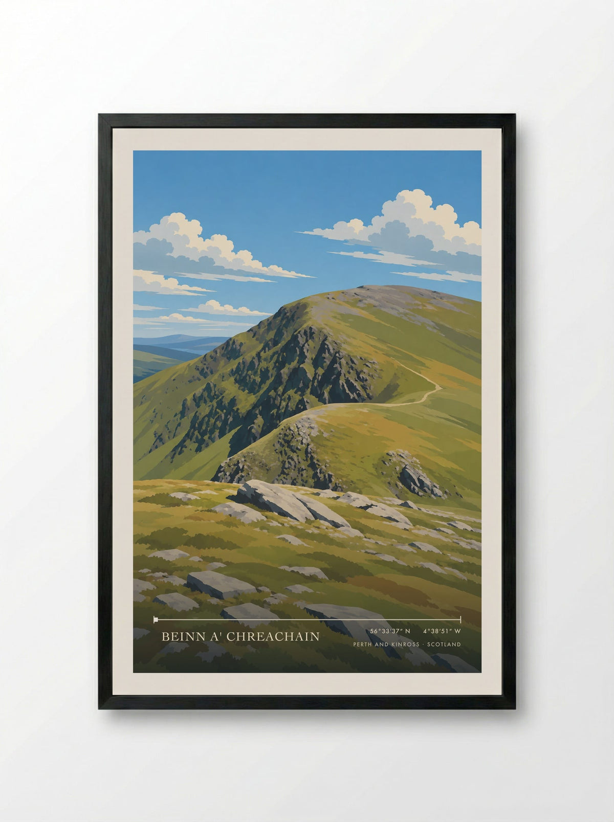 Beinn a' Chreachain, Perth and Kinross | Travel Poster - Framed Print Black
